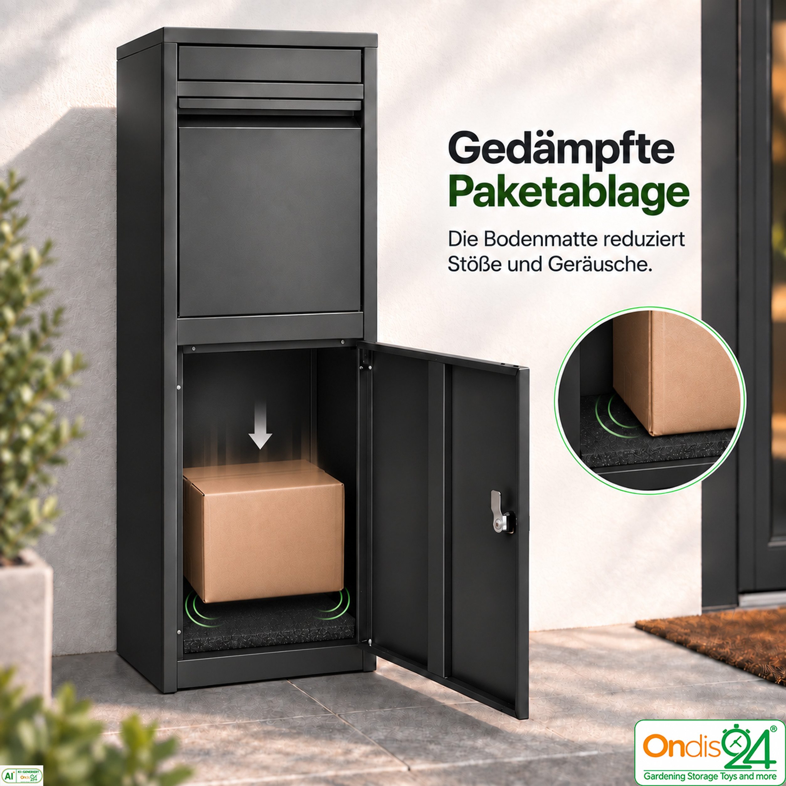 ONDIS24 Briefkasten Paketbox "Korona" Postbox 1-türiger Paketsafe für Pakete, abschließbar, inklusive Bodenanker, 2 Schlüssel – Bild 5 von 5