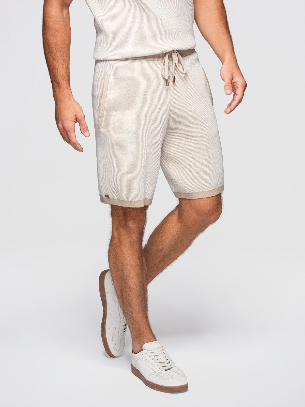 Sweatshorts Herren Sweatshorts mit Kordelzug Regular Fit Beige L