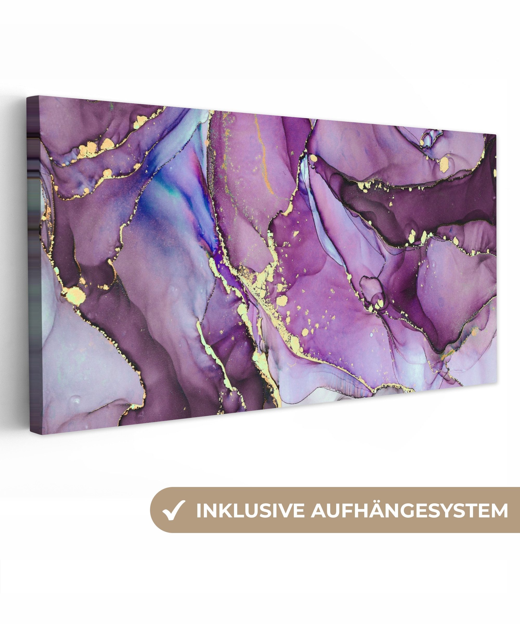 OneMillionCanvasses® Leinwandbild Panorama Marmor - Rosa günstig online kaufen