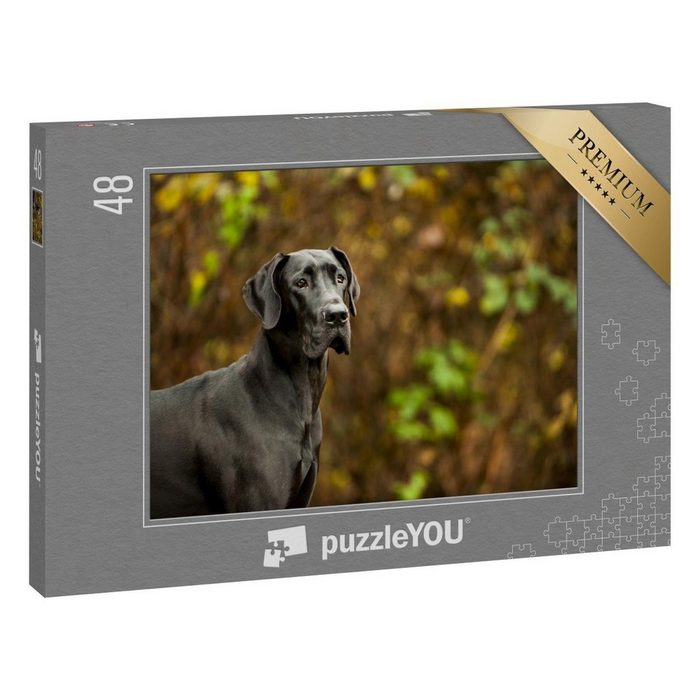 puzzleYOU Puzzle Deutsche Dogge steht vor der Vegetation 48 Puzzleteile puzzleYOU-Kollektionen Doggen