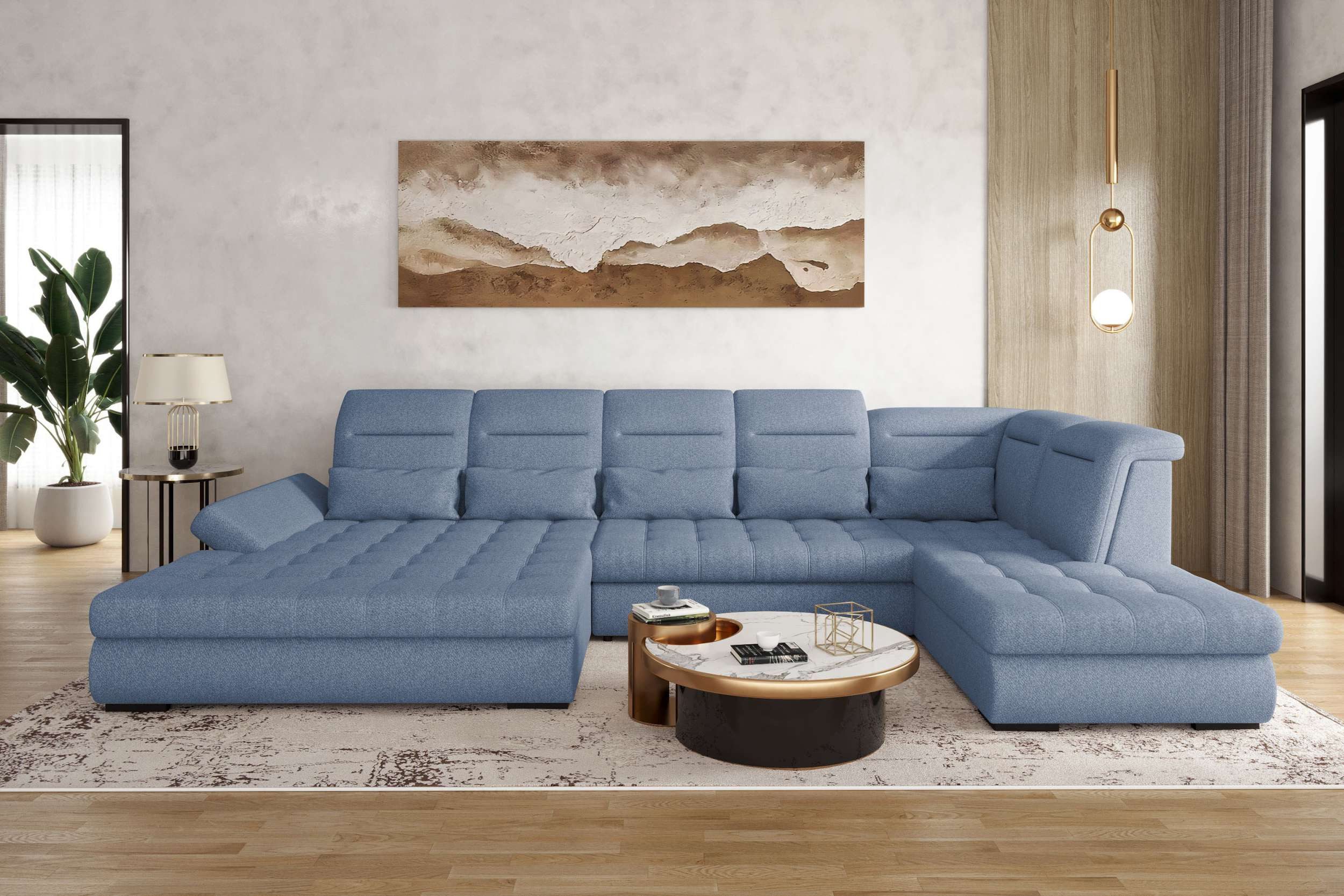 99rooms Wohnlandschaft Toscana, Sofa, U-Form, Rundumbezug aus Strukturstoff günstig online kaufen
