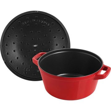 Staub Kochtopf Staub La Cocotte Kochtopfset, 2-tlg rund Gusseisen Kirsch-Rot Kochtopf Topf, (2-tlg)