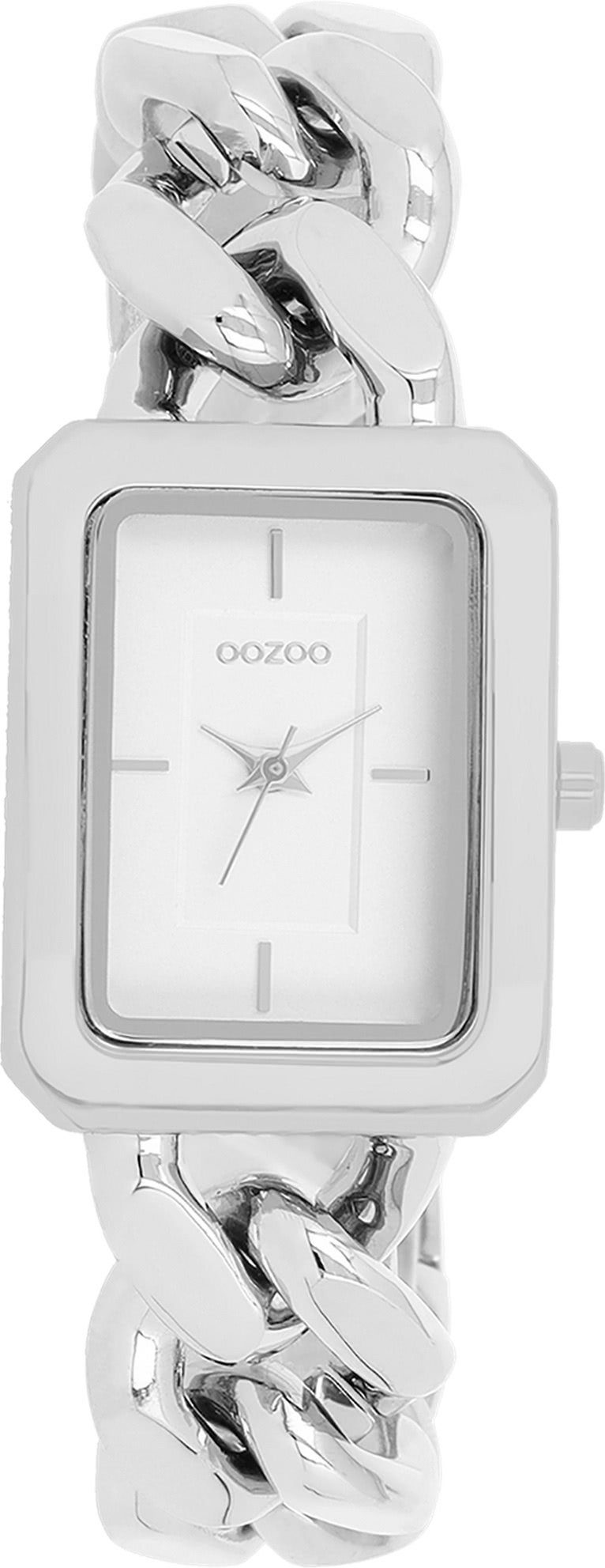 rechteckig, Oozoo Timepieces groß (ca. Fashion-Style, Damenuhr Schiebeverschluss OOZOO Metallarmband, Armbanduhr 31x24mm) Analog, stufenlos verstellbarer Quarzuhr Damen