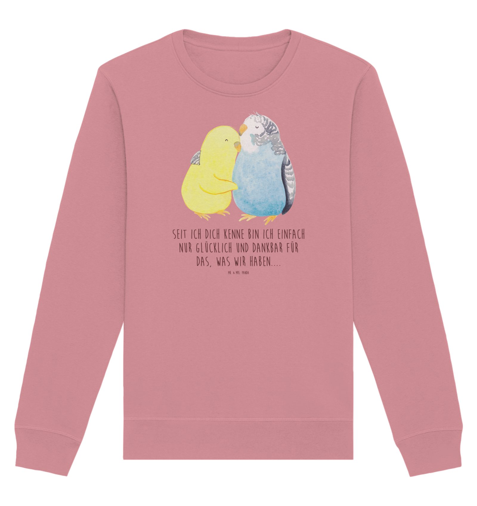 Longpullover Wellensittich Liebe Größe XS - Canyon Pink - Geschenk, Sweatshirt Män
