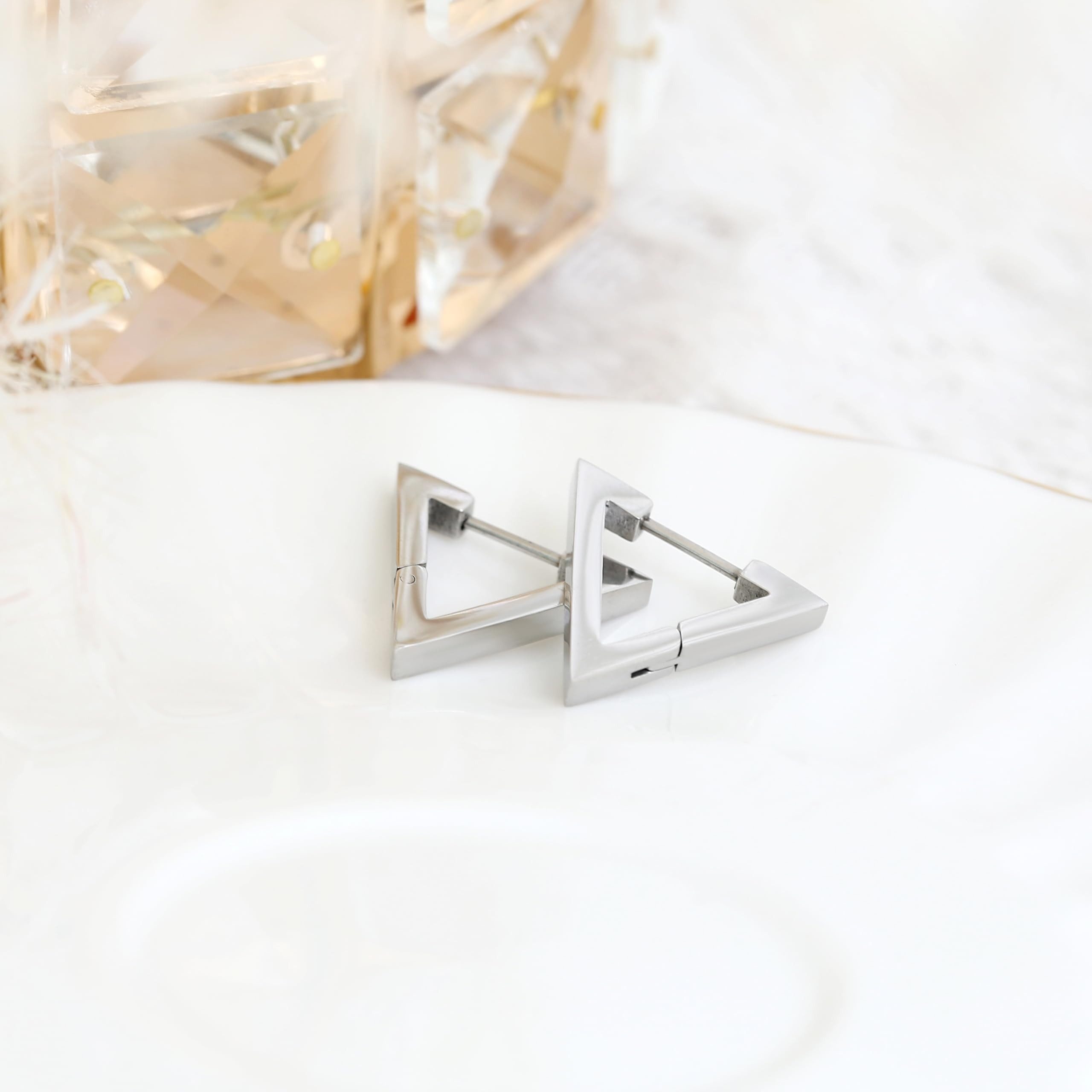 Made by Nami Creolen-Set Creolen Silber Damen Eckig aus Edelstahl, Wasserfester Schmuck - Geschenk für Freundin – Bild 5 von 5