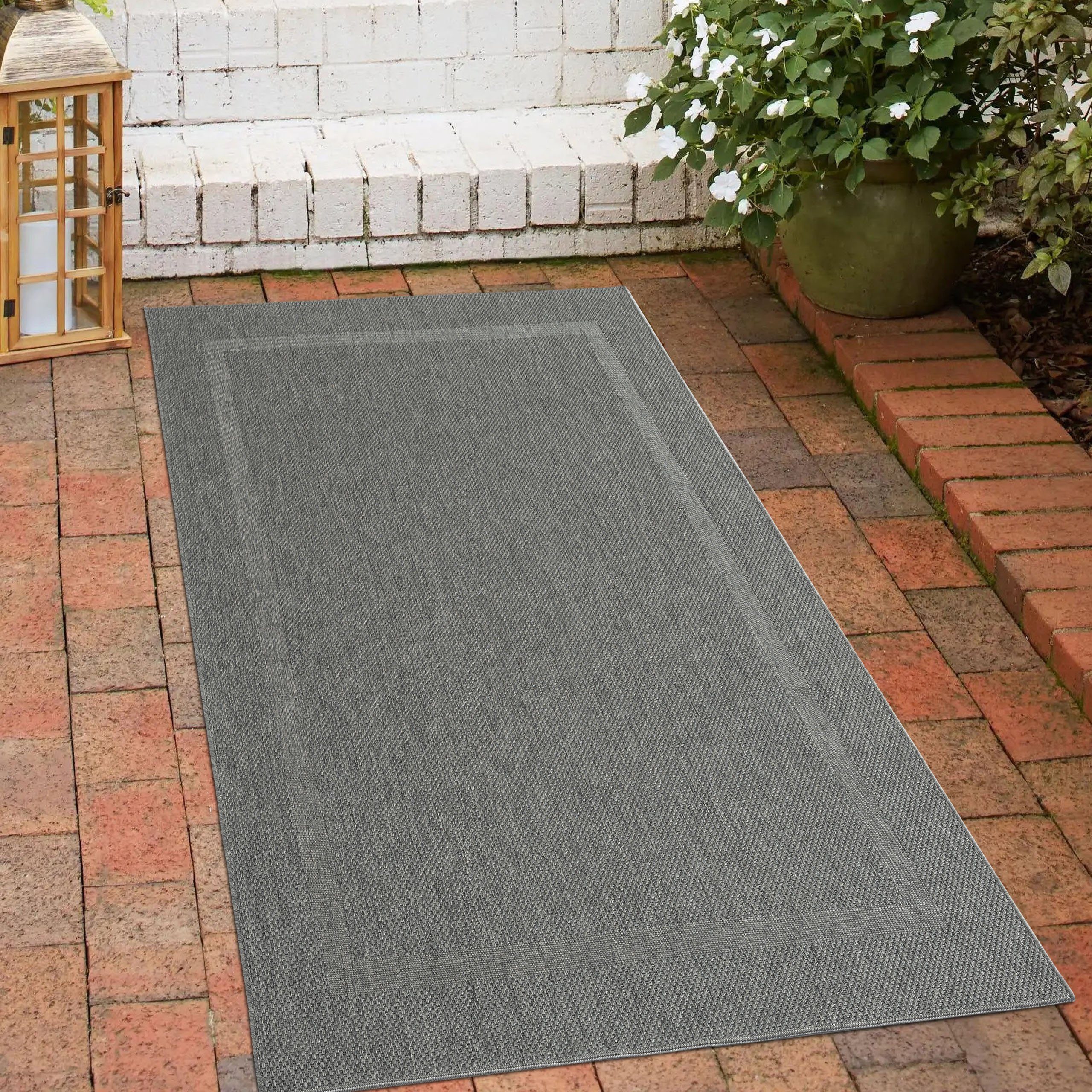 Carpetia Teppich Klassischer Sisalteppich mit dezenter Bordüre in anthrazit, rechteckig, Höhe: 1 mm