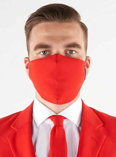Opposuits Verkleidungsmaske Red Devil Stoffmaske, In your face, Corona! Gesichtsmaske mit Stil