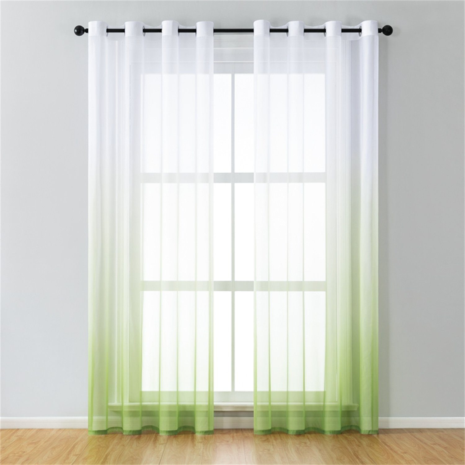transparent, Grün Voile Farbverlauf Vorhänge Gardine, HOMEIDEAS, Ösen St), (2