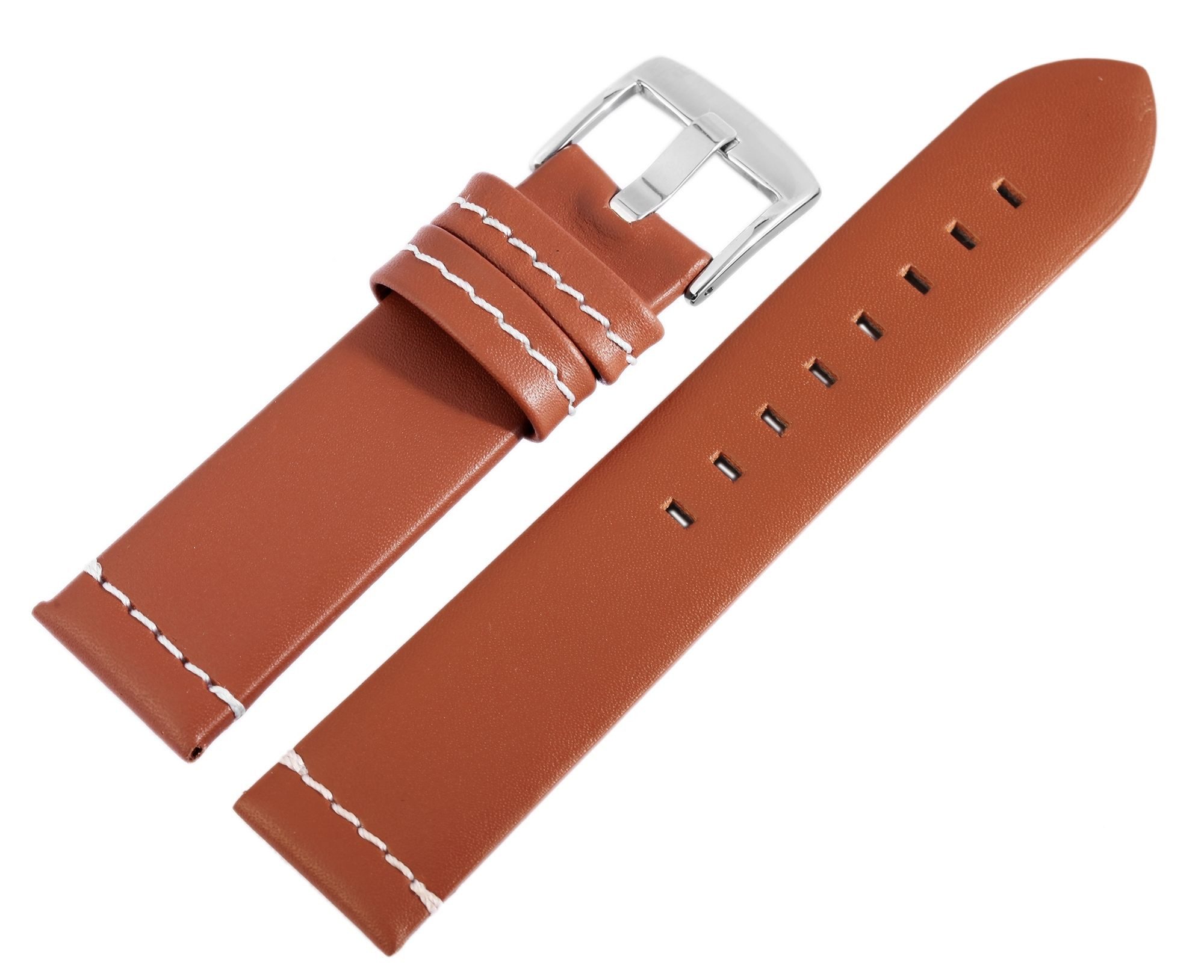 Engelhardt Uhrenarmband LB0041 Echtleder-Uhrenarmband, hellbraun, weiße Nah günstig online kaufen