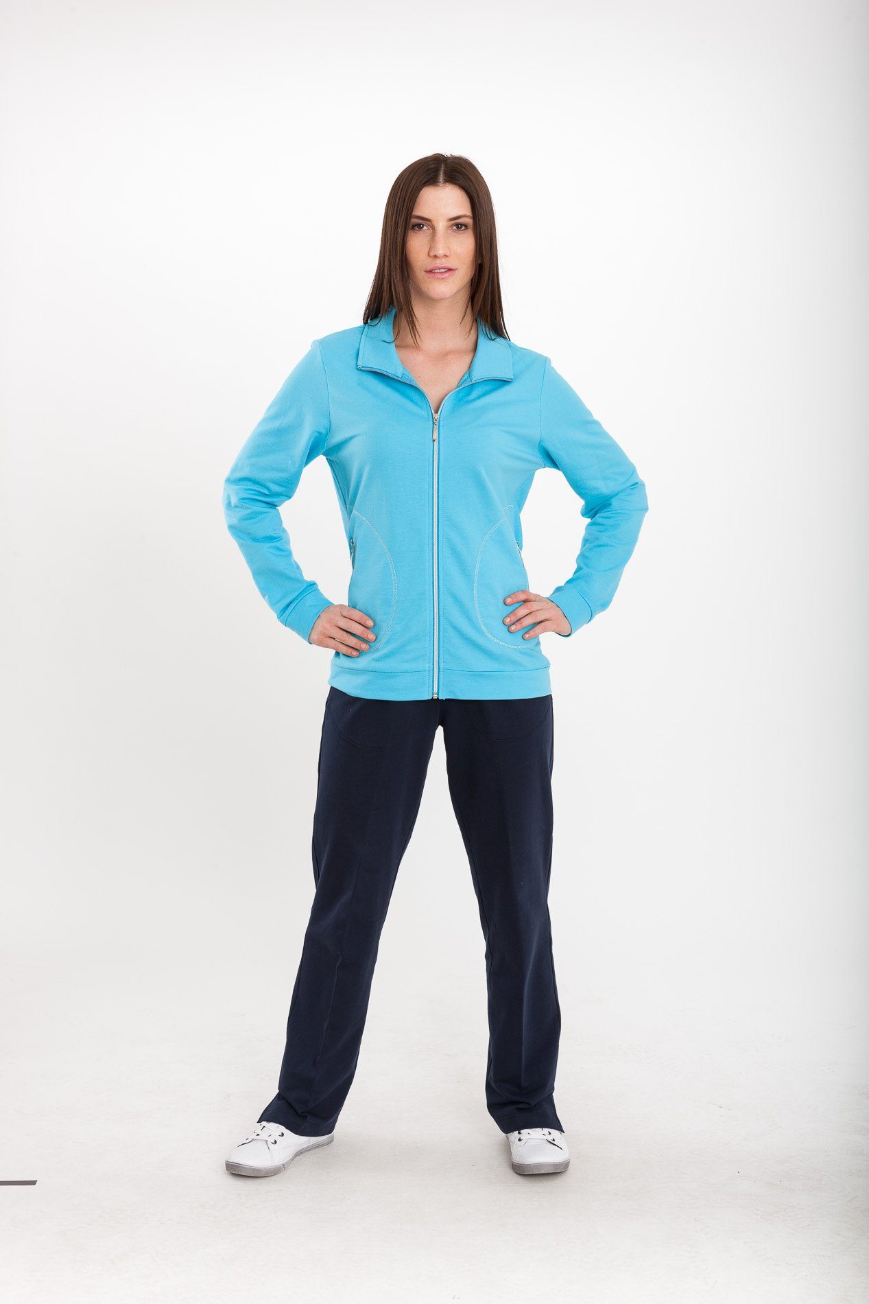 Authentic Klein Sweatjacke Damen Sport- und Freizeitjacke aus 100% Baumwolle Aqua | Jacken