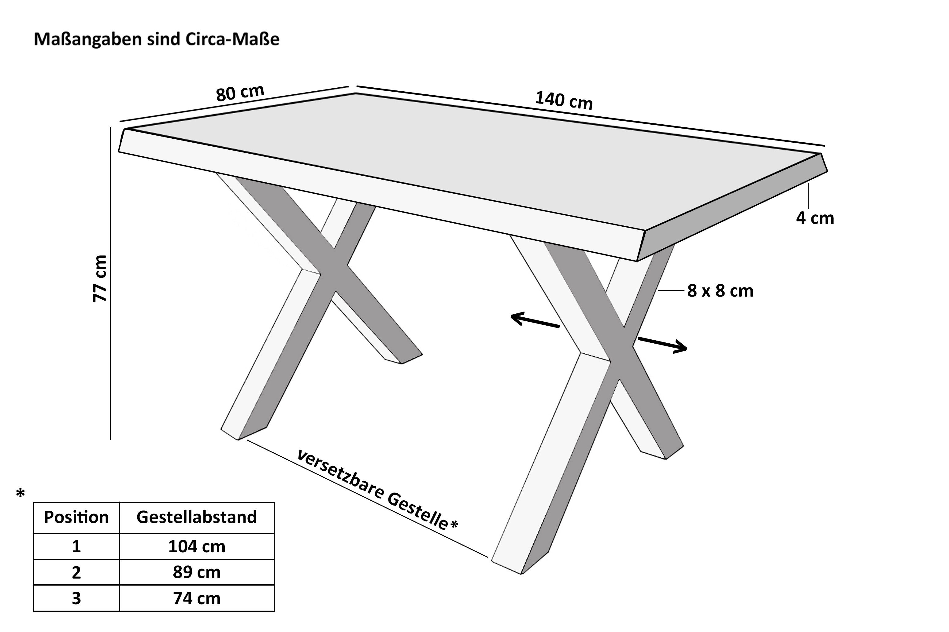 SAM® Esstisch Thorin, Verschiedene Optiken, X-Metallgestell, Baumkante günstig online kaufen