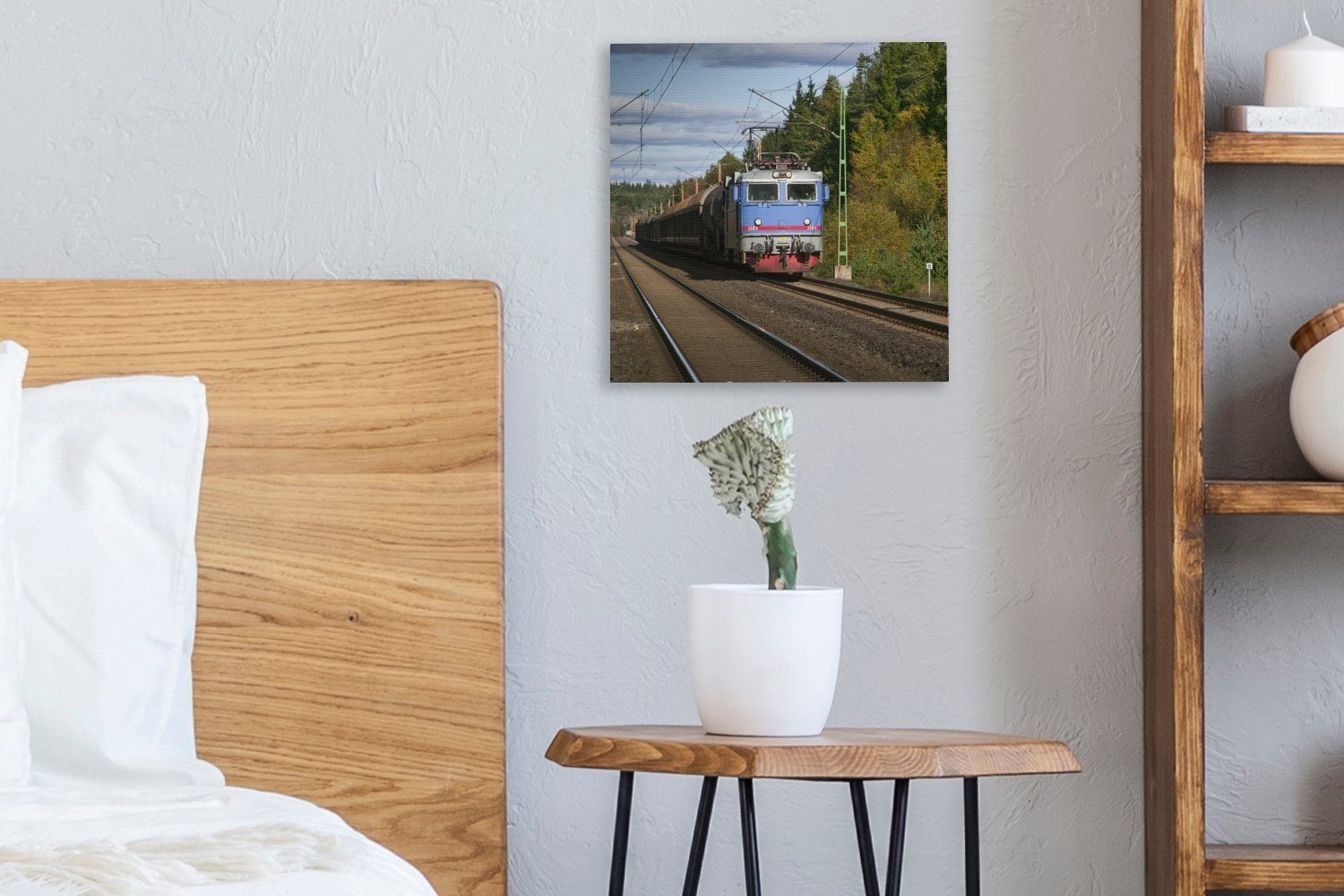 für Schlafzimmer Leinwand einer auf (1 Bilder St), Zug OneMillionCanvasses® Wohnzimmer Ein Leinwandbild Eisenbahnstrecke,