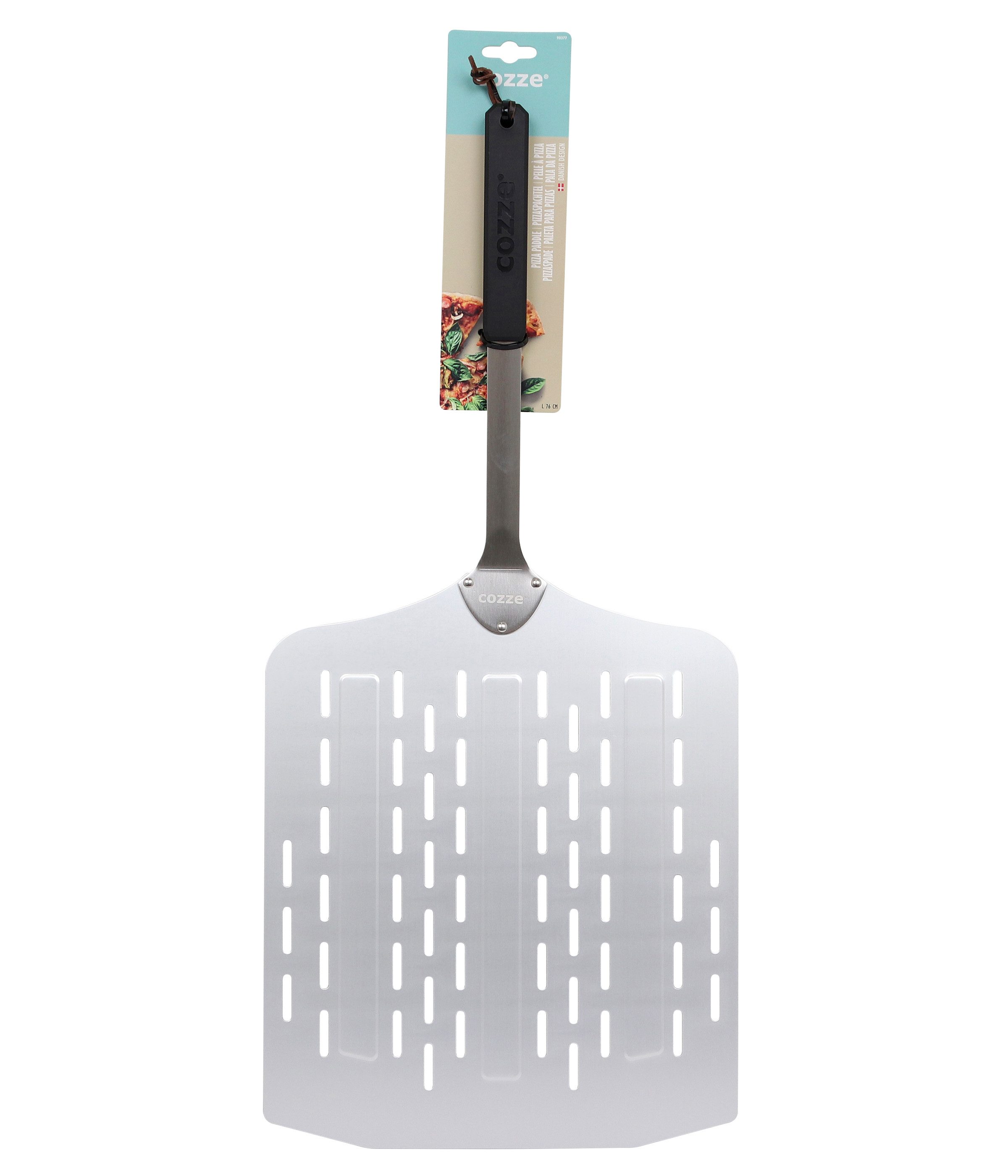 Dehner Grillbesteck-Set Pizzaschaufel, 75 x 35 x 3 cm, silber, hitzestabiler Pizzaschieber, passend für 17" Pizzaöfen