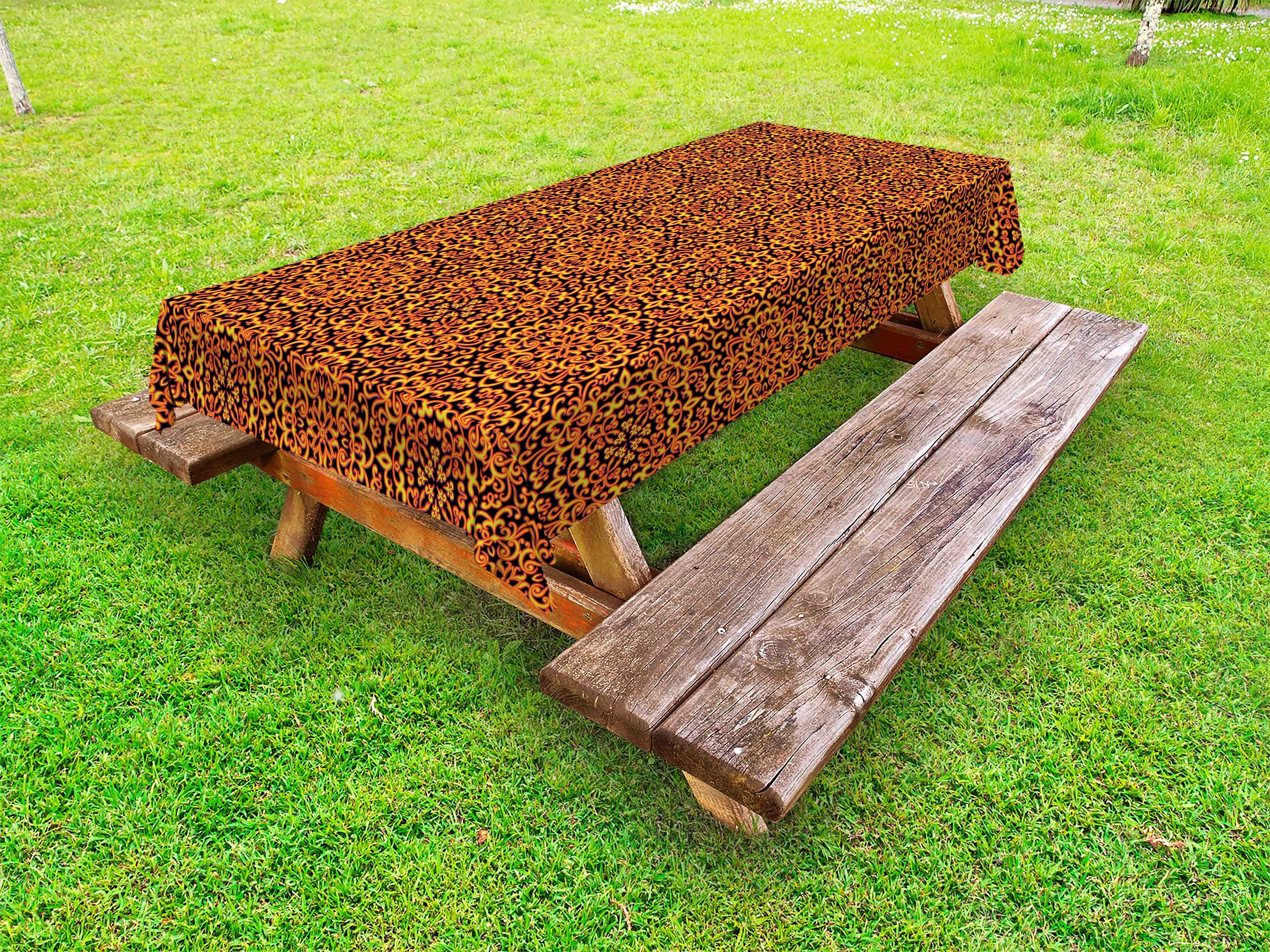 Abakuhaus Tischdecke dekorative waschbare Picknick-Tischdecke, Herbst-Damast abstrakte wirbelnde