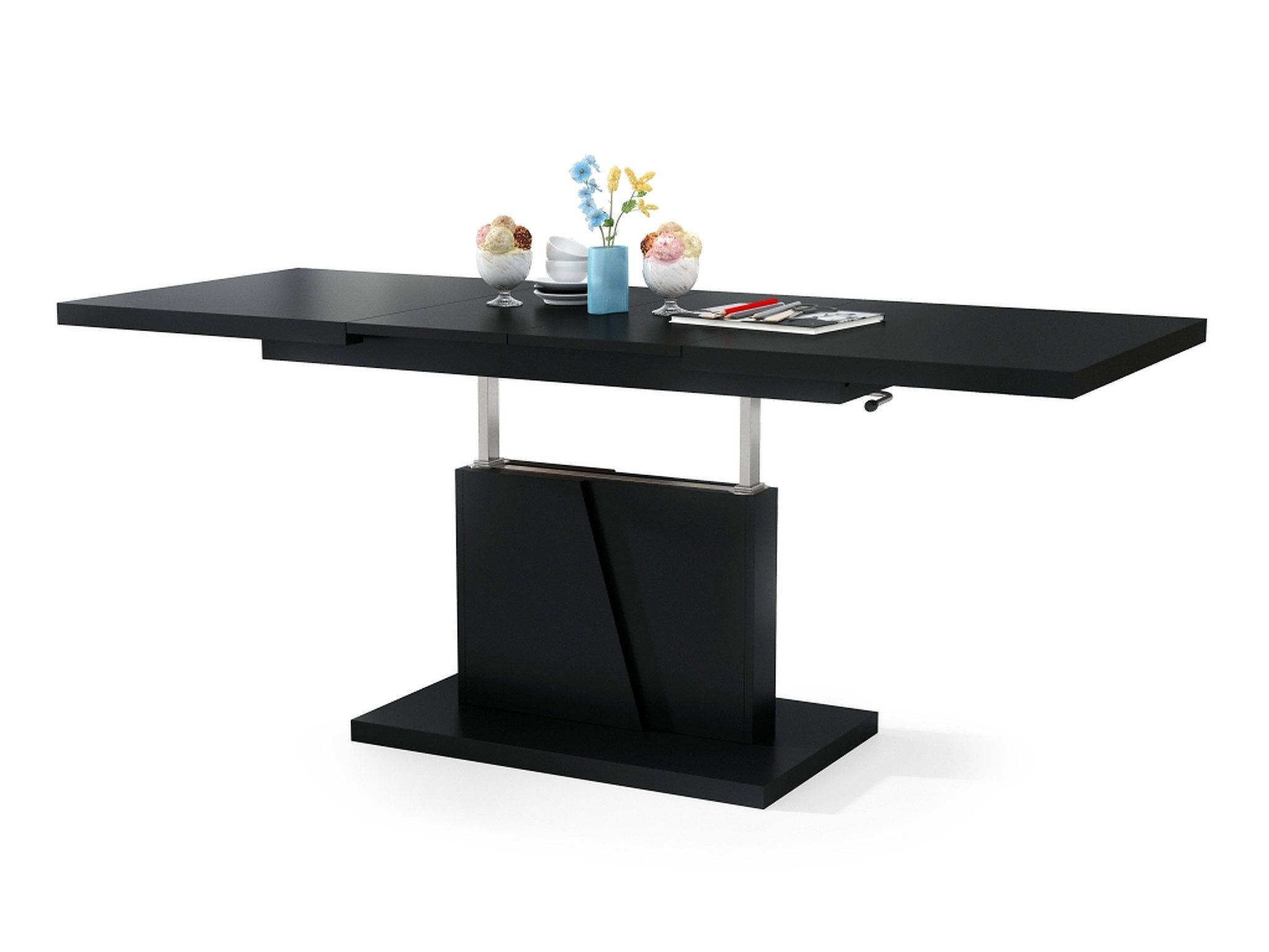 Mazzoni Couchtisch Grand Noir Schwarz matt stufenlos höhenverstellbar auszi günstig online kaufen