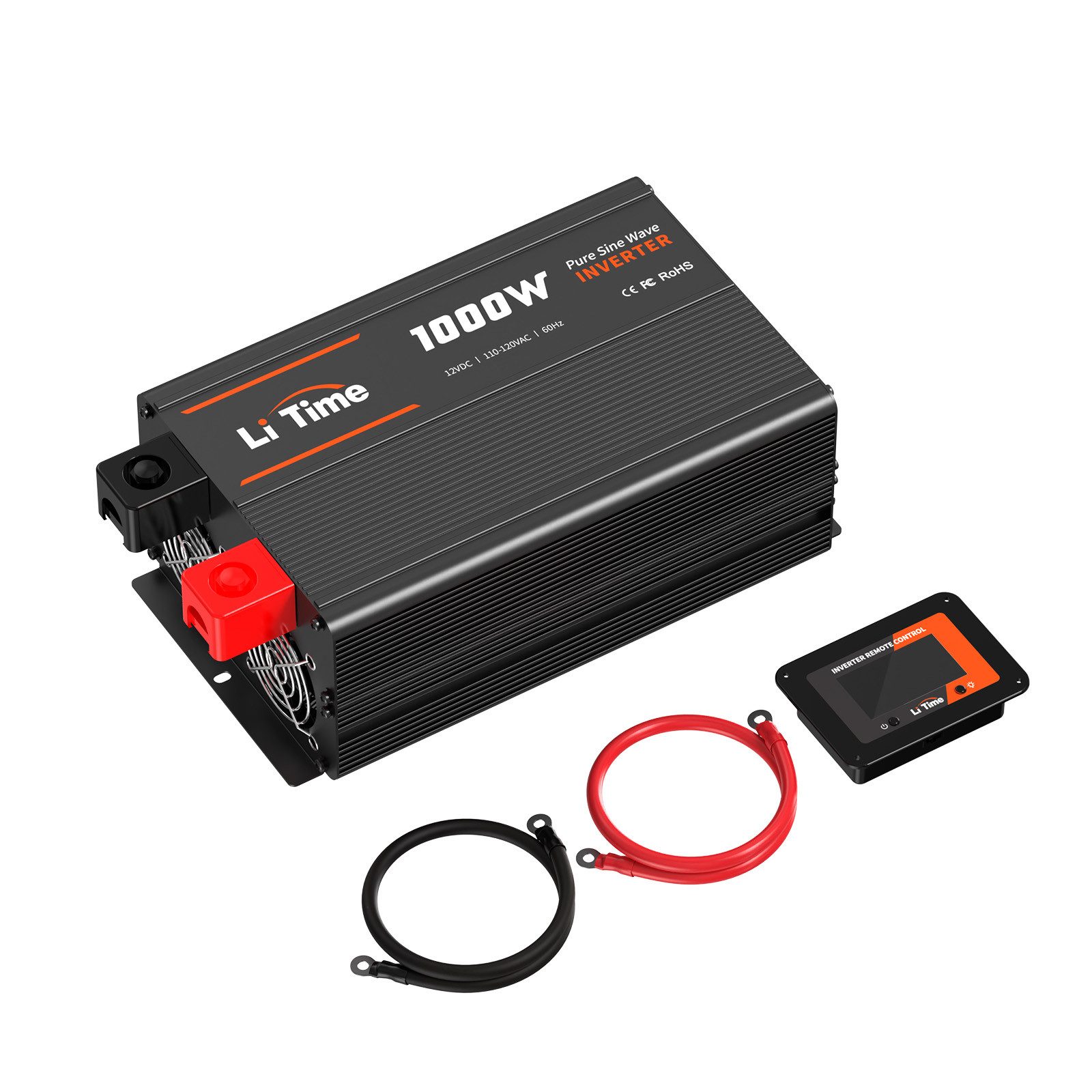 LiTime 12V 100Ah LiFePO4 Batterie mit Wechselrichter 12V auf 230V Akku-Set (12 V)