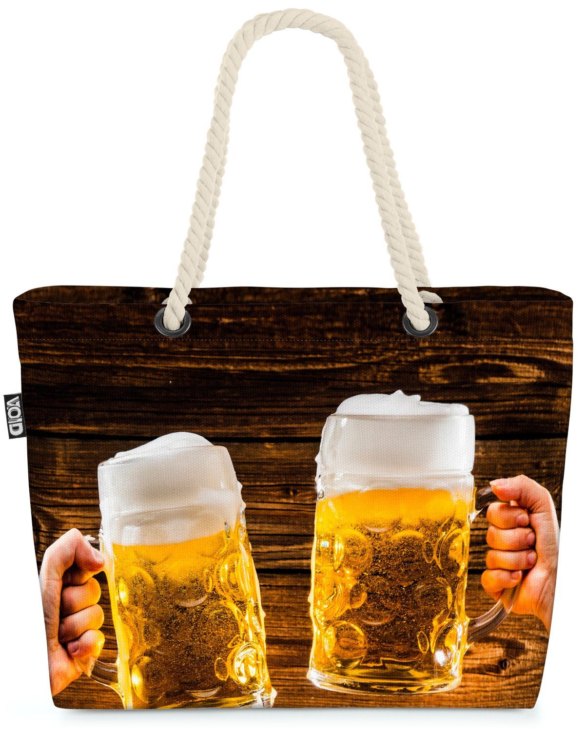 VOID Strandtasche (1-tlg), Bier Maßkrug München Oktoberfest Wiesn Bier  Breze Bayern Brezel Brezn