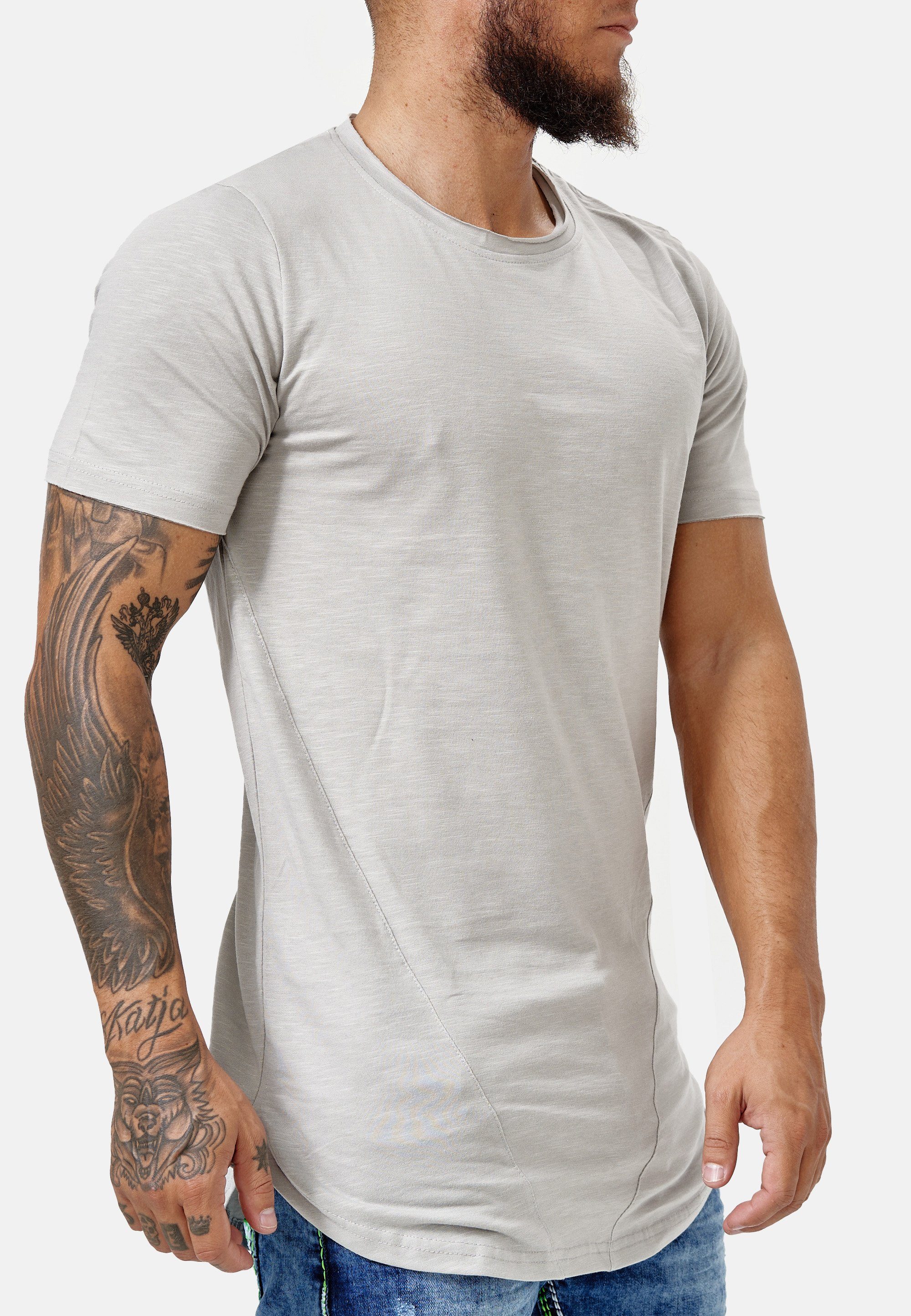 OneRedox TS-3751C Polo Kurzarmshirt 1-tlg) Grau Casual Tee, Freizeit Fitness (Shirt T-Shirt