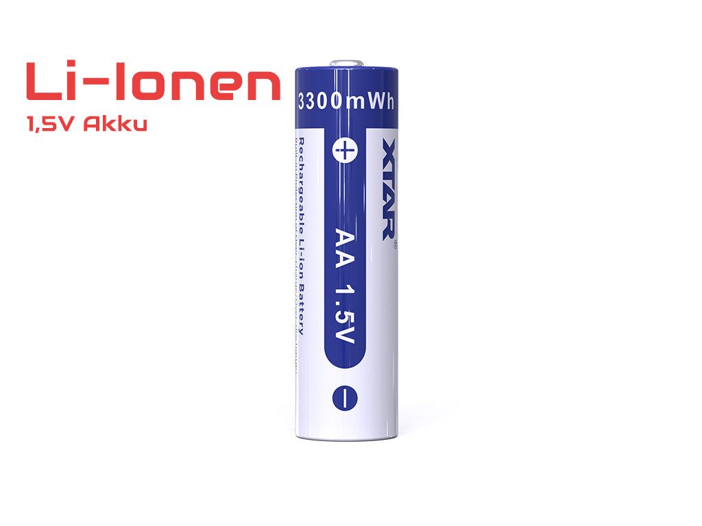 XTAR AA 1,5V 3300mWh (ca. 2000mAh) Lithium Ionen Akku (Wiederaufladbar) Akku (1 St)