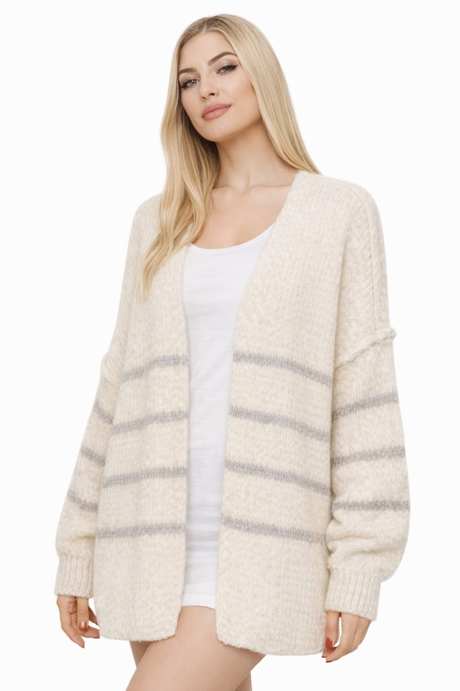 Worldclassca Cardigan Worldclassca Strickjacke Cardigan Open Front Pullover Lang Casual Neue Kollektion - Stilvolle und gemütliche Strickmode für Damen