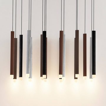 Lucande LED-Hängeleuchte Stoika, dimmbar, LED-Leuchtmittel fest verbaut, warmweiß, Modern, Aluminium, Eisen, Acryl, Schwarz, alu, kaffeebraun, 16