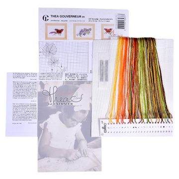 Thea Gouverneur Kreativset Thea Gouverneur Kreuzstich Stickpackung "Schmetterlings-Kapuzinerkress, (embroidery kit by Marussia)