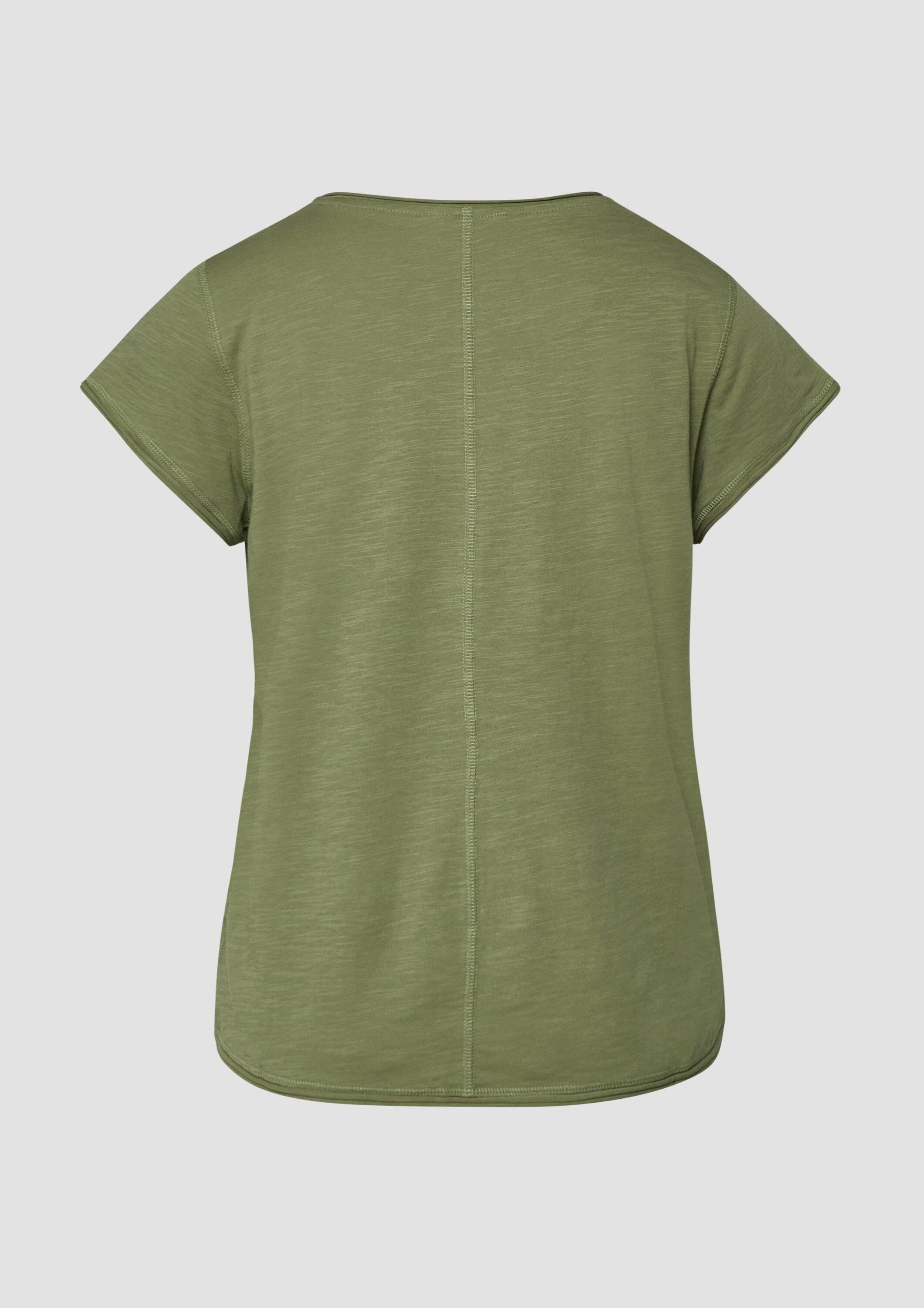 s.Oliver Kurzarmshirt T-Shirt T-Shirt mit Rollkanten und Flammgarnstruktur günstig online kaufen