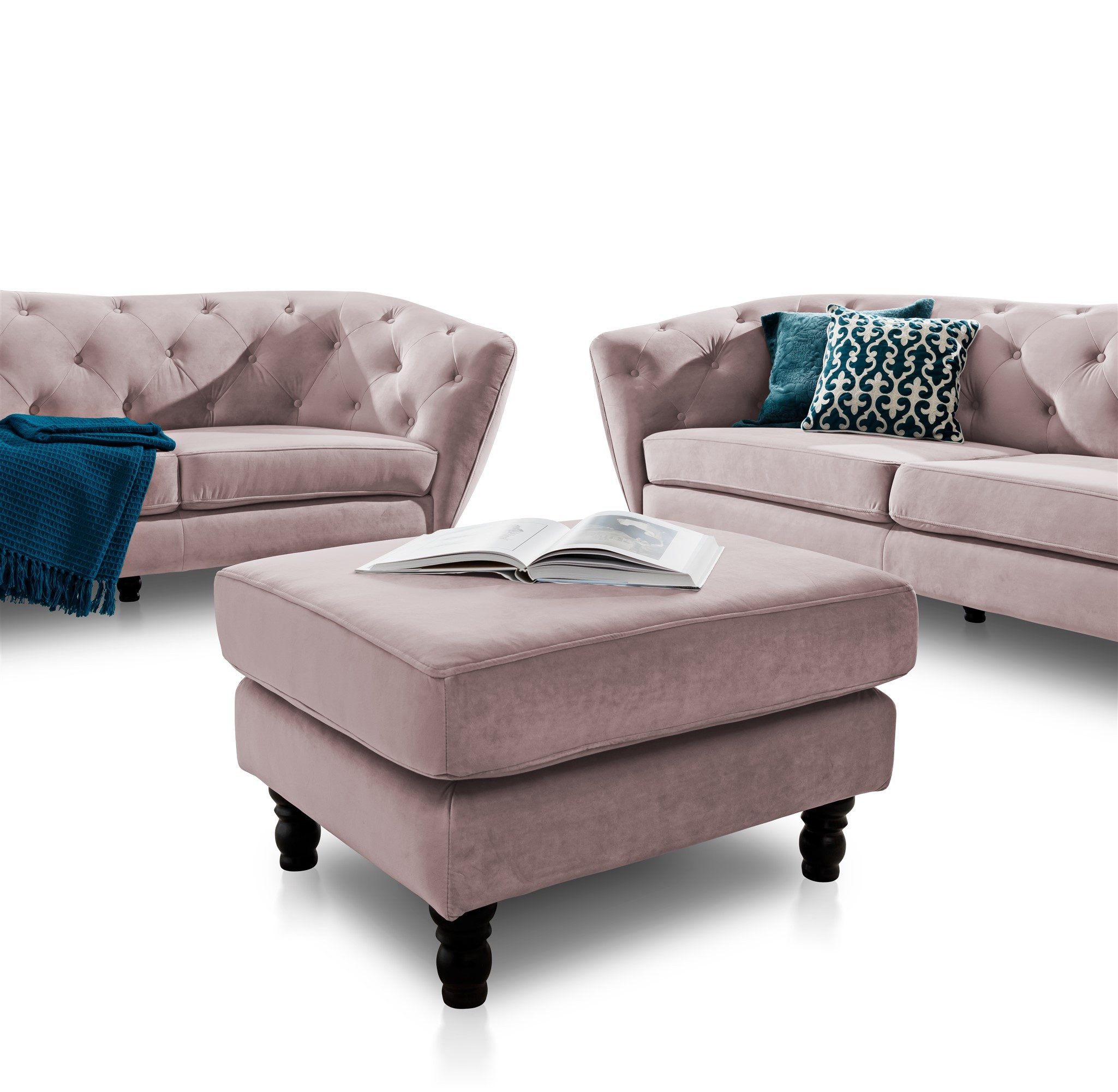 Fun Möbel Polsterhocker Polsterhocker Sitzhocker CHARLOTTE in Stoff Matt Velvet (Sofa Charlotte Hocker Stoff)