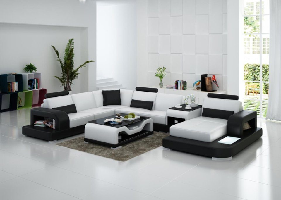 Modern Sofa Ecksofa, JVmoebel Ecksofa Couch Eck Ledersofa Design Wohnlandschaft