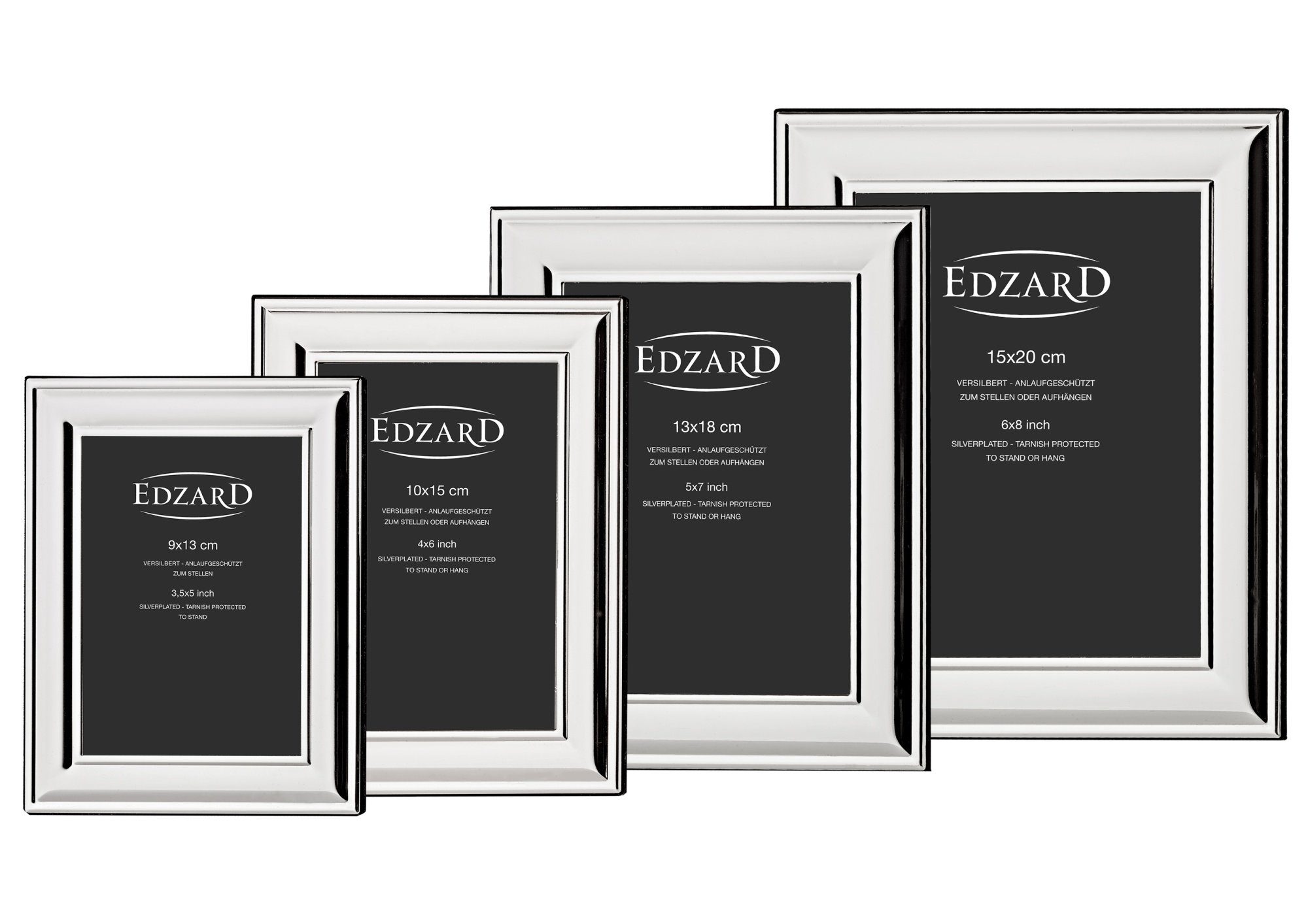 Fotorahmen cm für EDZARD Bilder 9x13 – versilbert anlaufgeschützt, Sunset, Bilderrahmen und