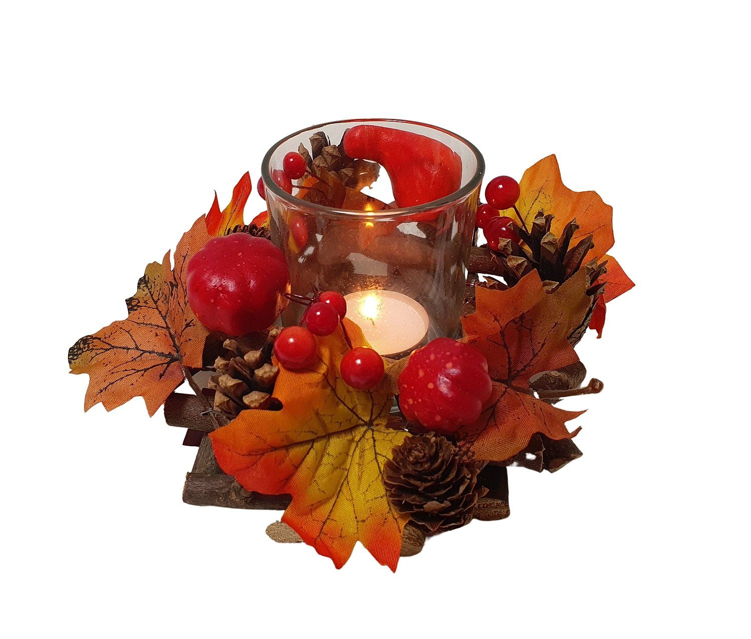sesua Windlicht Herbstkranz Glas Windlicht 15cm Herbst Herbstdeko Tischdeko günstig online kaufen