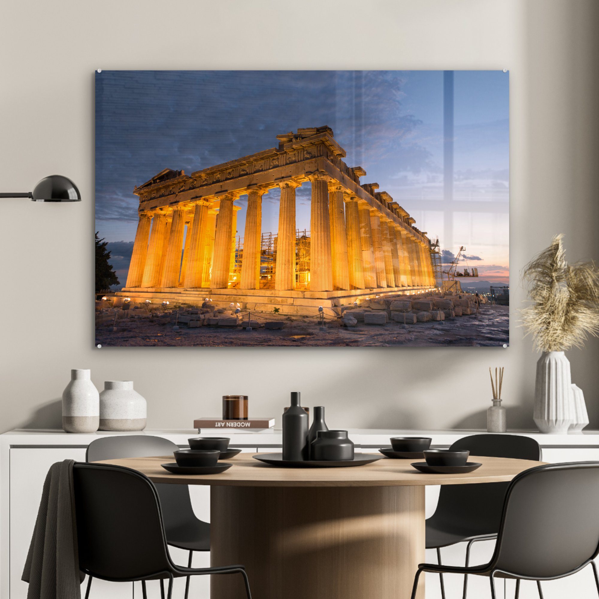 & Parthenon in (1 Acrylglasbild beleuchtete Der Acrylglasbilder MuchoWow Griechenland, Schlafzimmer Wohnzimmer St),
