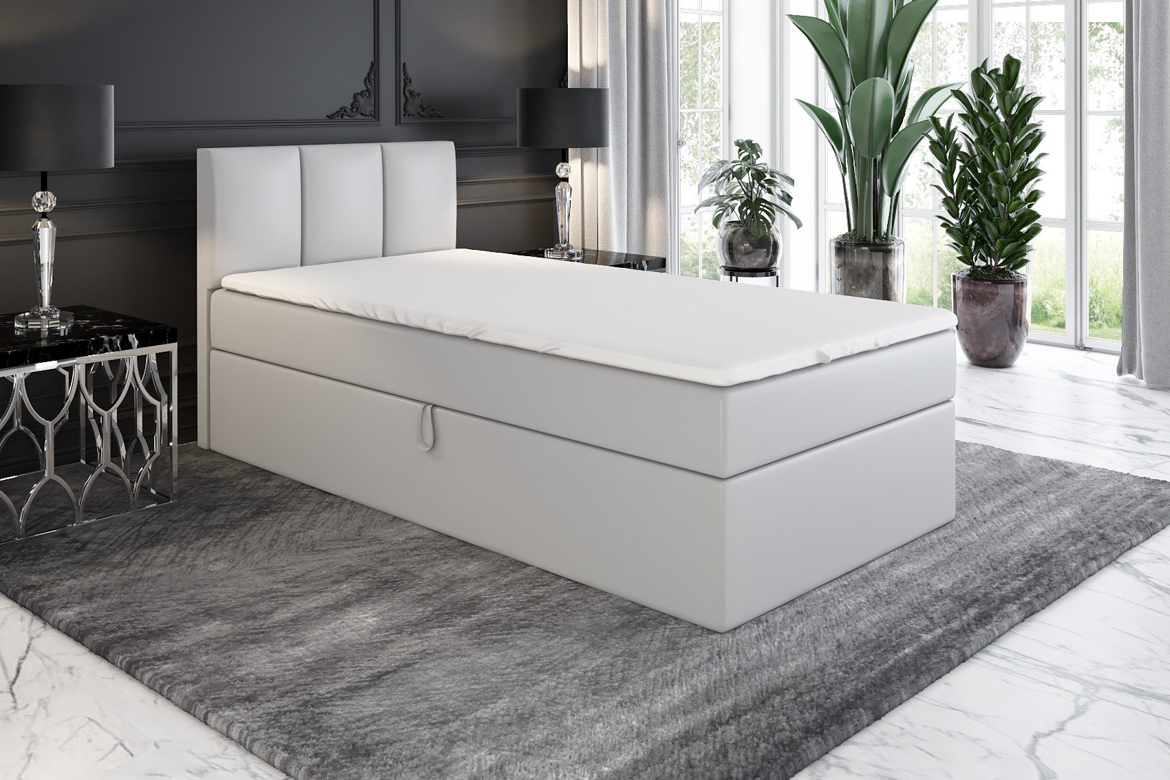 A&J MöbelLand GmbH Boxspringbett Einzelbett NASI mit Bettkasten, Topper und günstig online kaufen