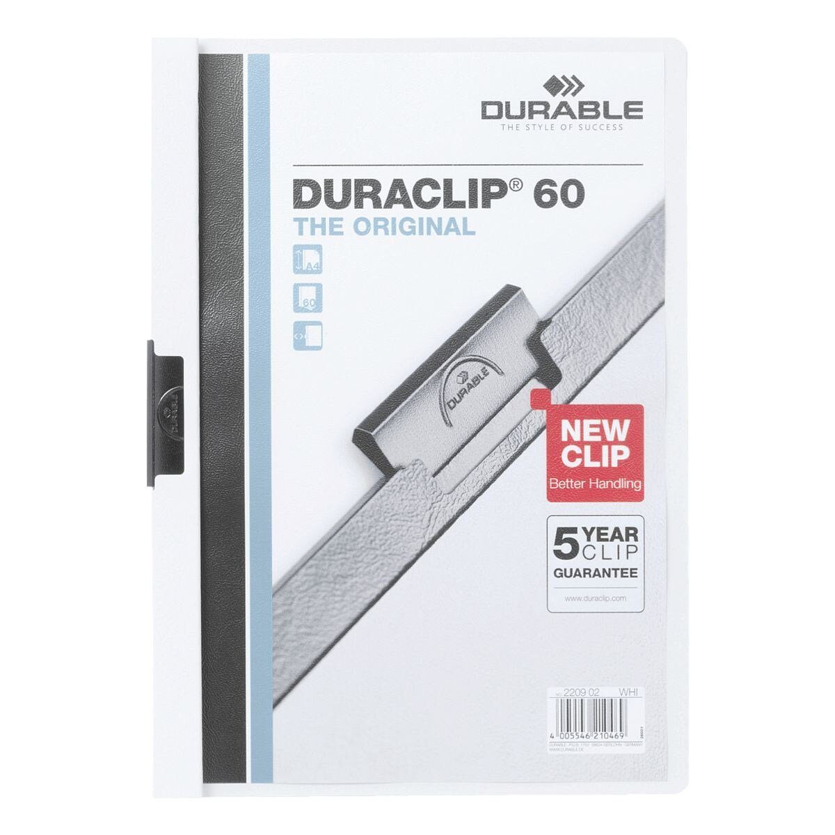 DURABLE Hefter Duraclip 60, mit Klemmfunktion, Format DIN A4, bis 60 Blatt