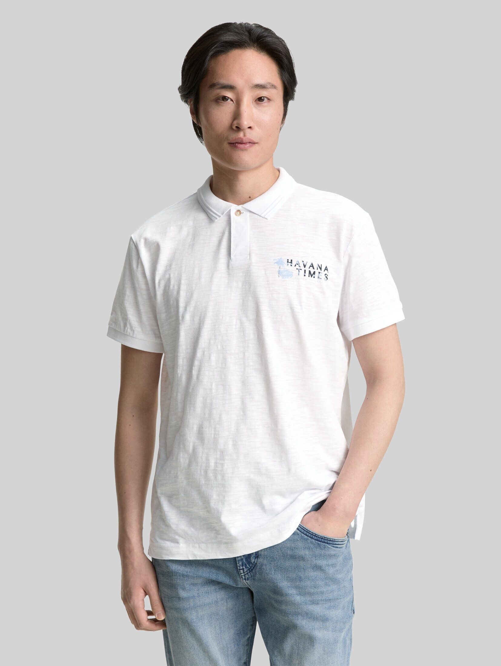 TOM TAILOR Poloshirt Poloshirts Poloshirt aus Baumwolle mit Print