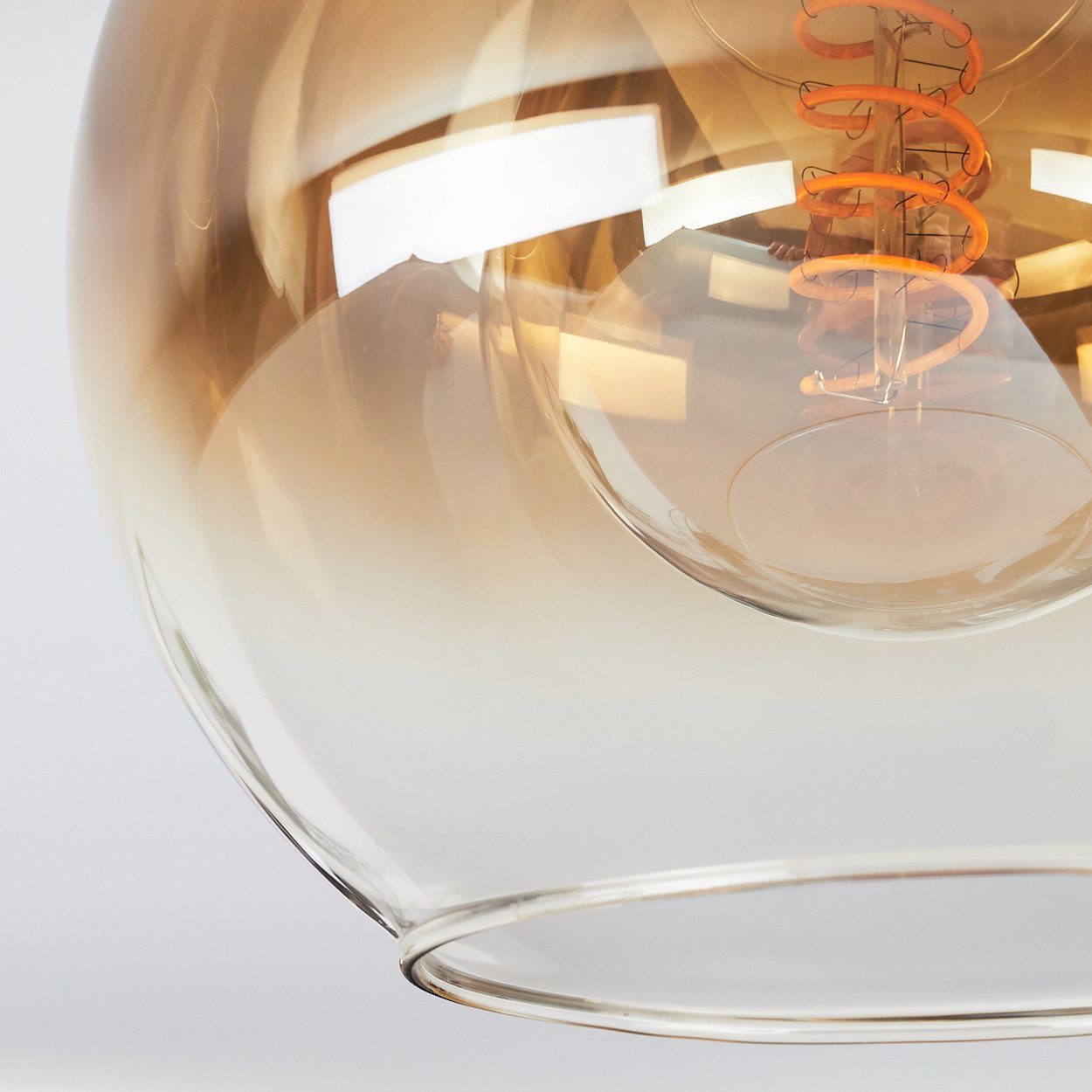 »Stinugliano« hofstein moderne ohne Deckenlampe, 3xE27 Echtglas/Rauchglas Leuchtmittel, Deckenleuchte Messingfarben/Bernsteinfarben, (20cm), aus mit Metall/Glas, Schirmen Leuchte