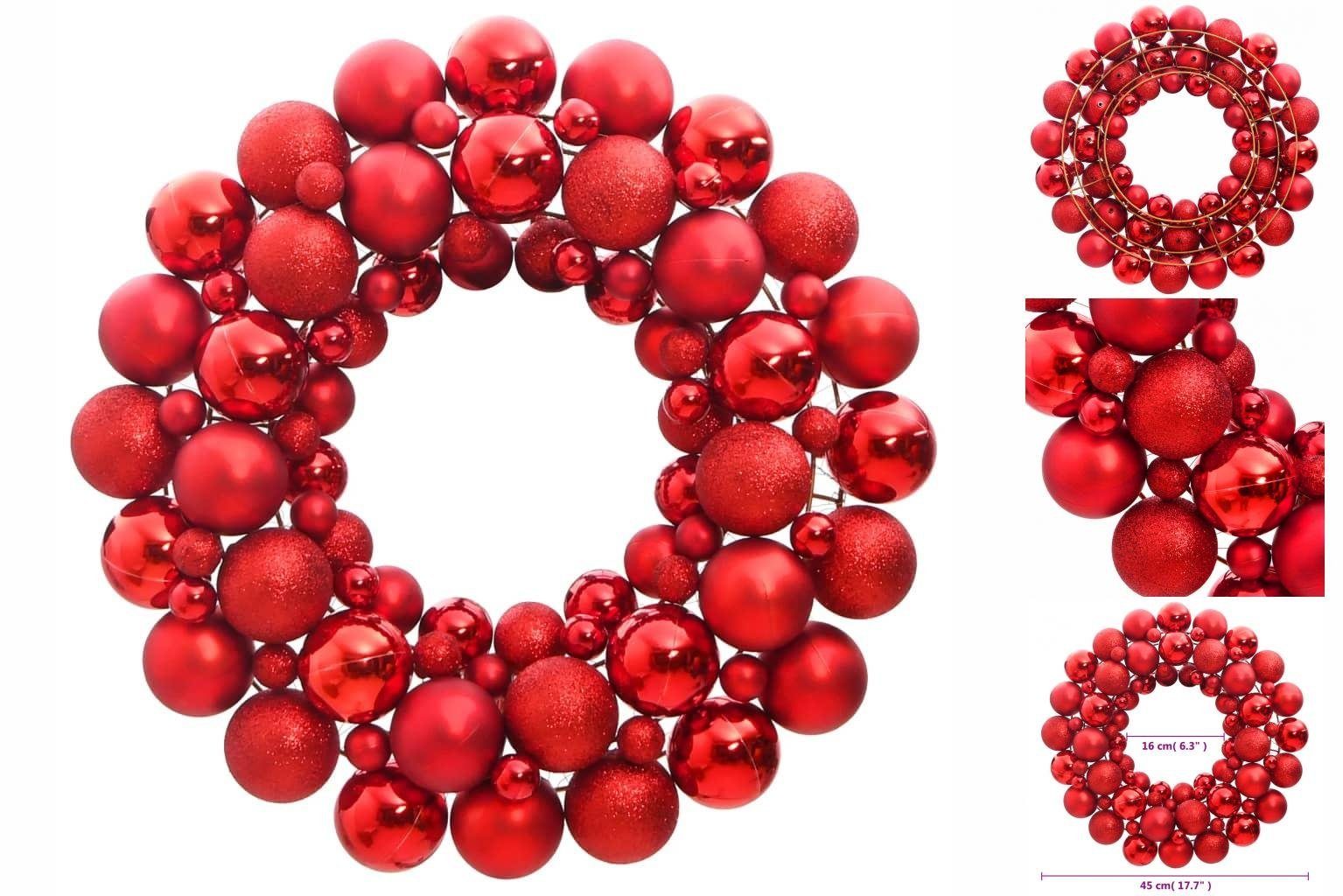 vidaXL Christbaumschmuck Weihnachtskranz Rot 45 cm Polystyrol