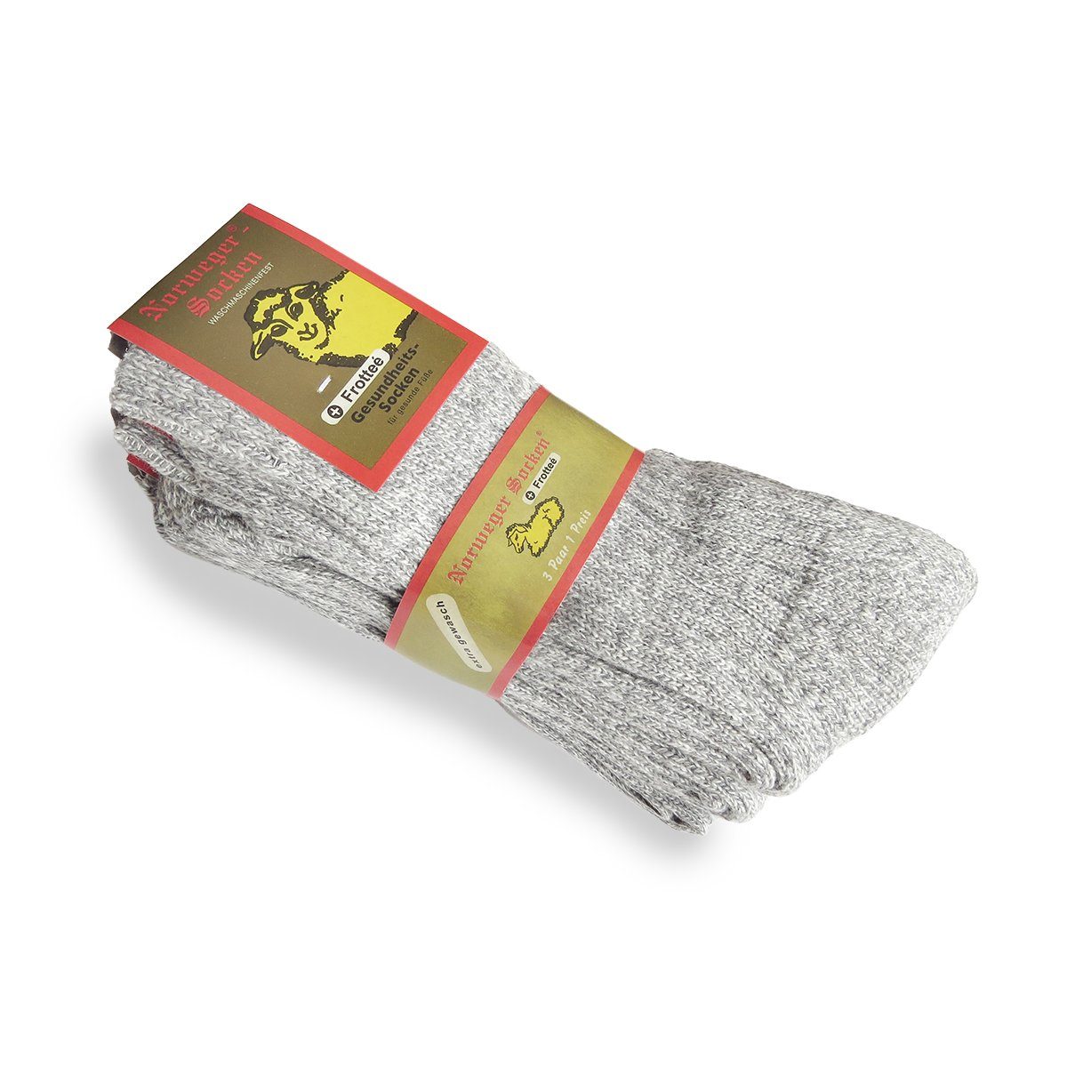 Sonia Originelli Norwegersocken 3 Paar Norweger Woll-Socken meliert Frotte Sohle Gesundheitssocken 3er-Set, Die Farben können leicht von der Abbildung abweichen