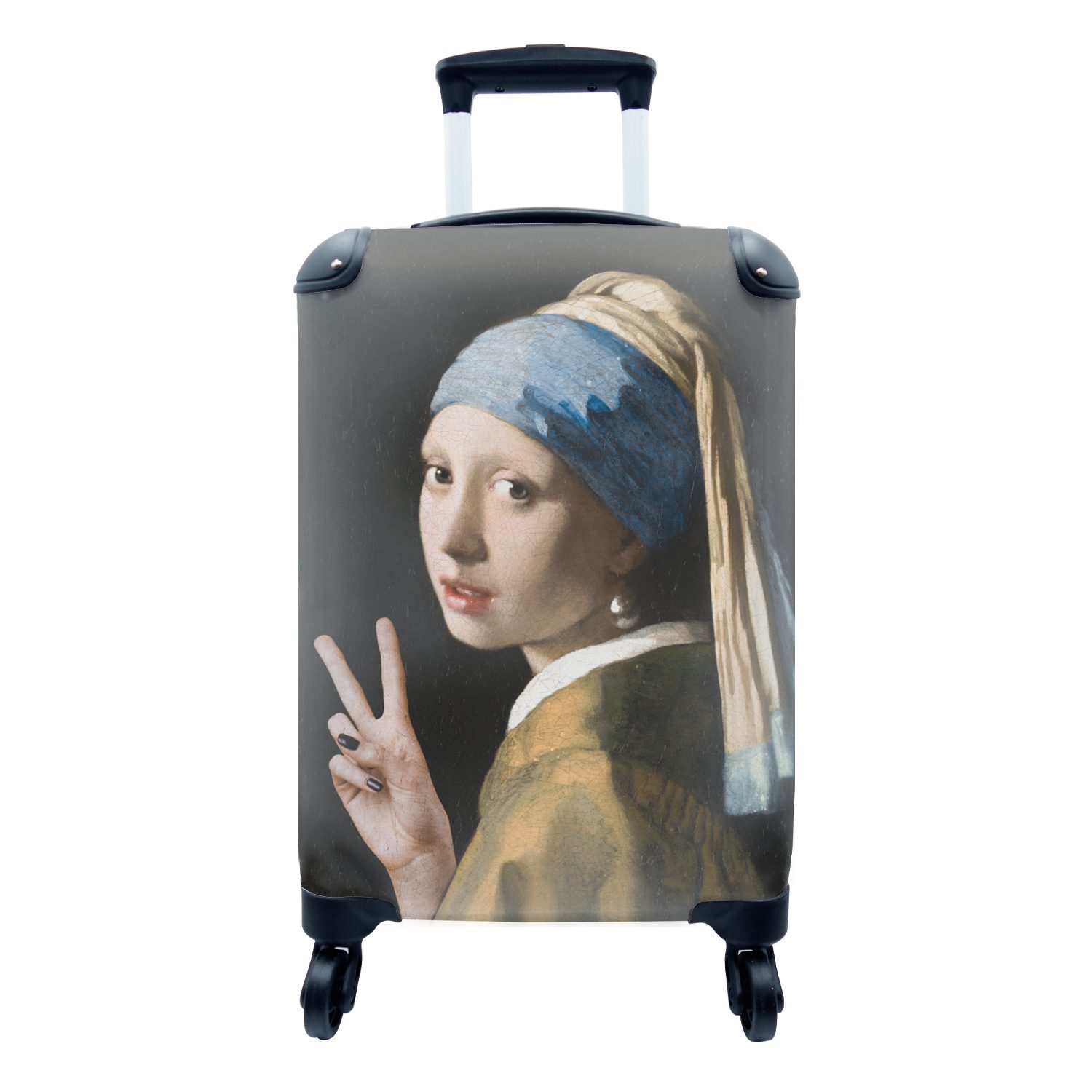 MuchoWow Handgepäckkoffer Das Mädchen mit dem Perlenohrring - Vermeer - Frieden, 4 Rollen, Reisetasche mit rollen, Handgepäck für Ferien, Trolley, Reisekoffer