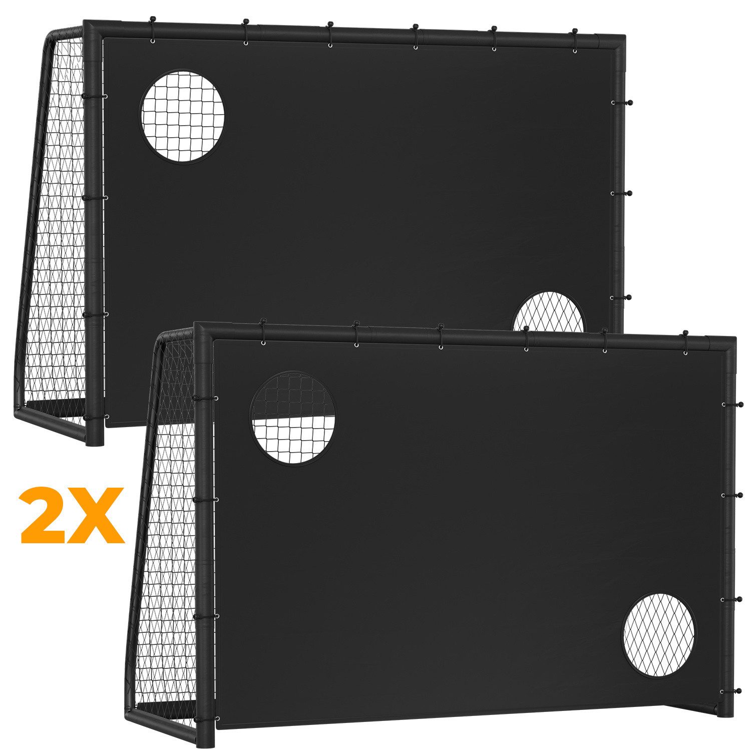 Clanmacy Fußballtor 2er Kinder Fußballtor mit Torwand 300x200x120cm für Garten & Indoor (2 St)