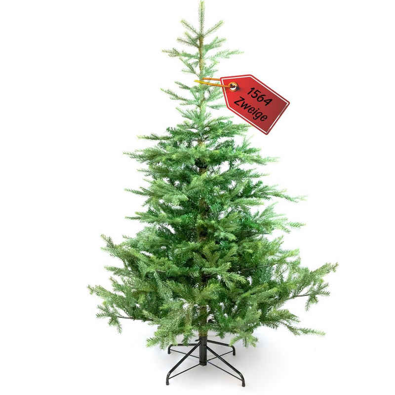 BoomDing Künstlicher Weihnachtsbaum »Künstlicher Weihnachtsbaum mit Beleuchtung inkl. Metallständer«, Tannenbaum in höchster Qualität ohne lästiges Nadeln