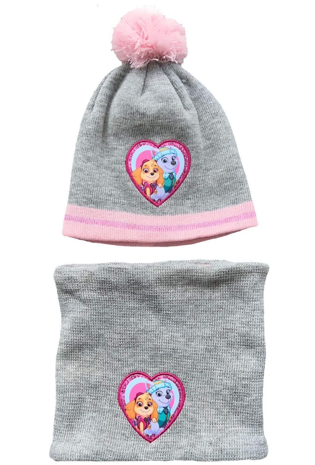 PAW PATROL Mütze & Schal Paw Patrol Mädchen Winter Set Mütze Schal Wintermütze (Kindermütze + Kinderschal) 2 Teile Kinder Mütze und Halswärmer