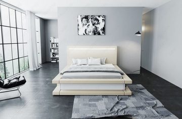 Sofa Dreams Boxspringbett Faenza Bett Kunstleder Premium Komplettbett mit LED Beleuchtung, mit Topper, mit Matratze, mit LED Beleuchtung
