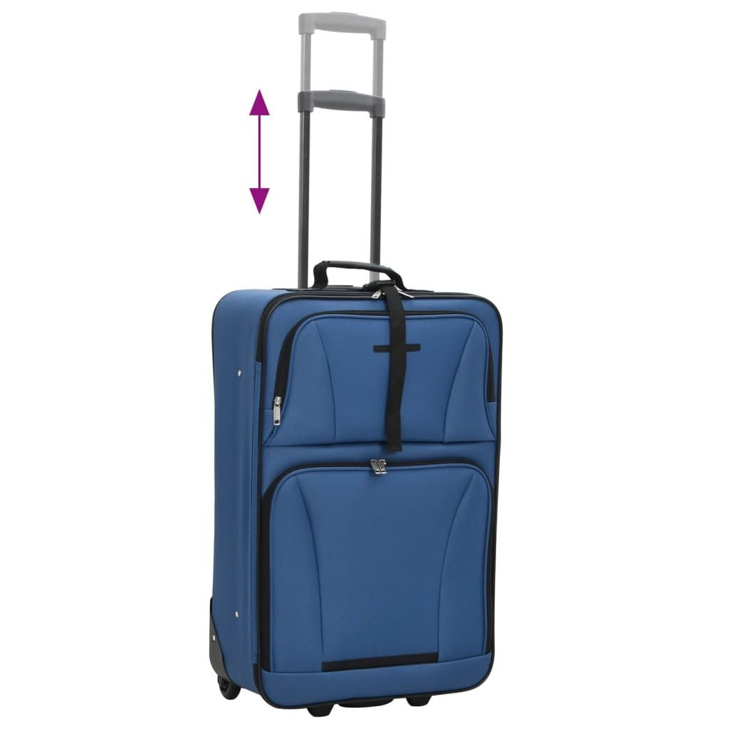 vidaXL Trolley Blau - 5-tlg Koffer Set Weichgepäck Reisekoffer-Set Reisetasche mit Ro