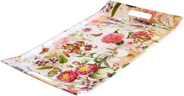Lashuma Tablett Wildblumen, Melamin, (1-tlg), Deko Gartentablett mit Blumen Motiv rosa 47x31 cm