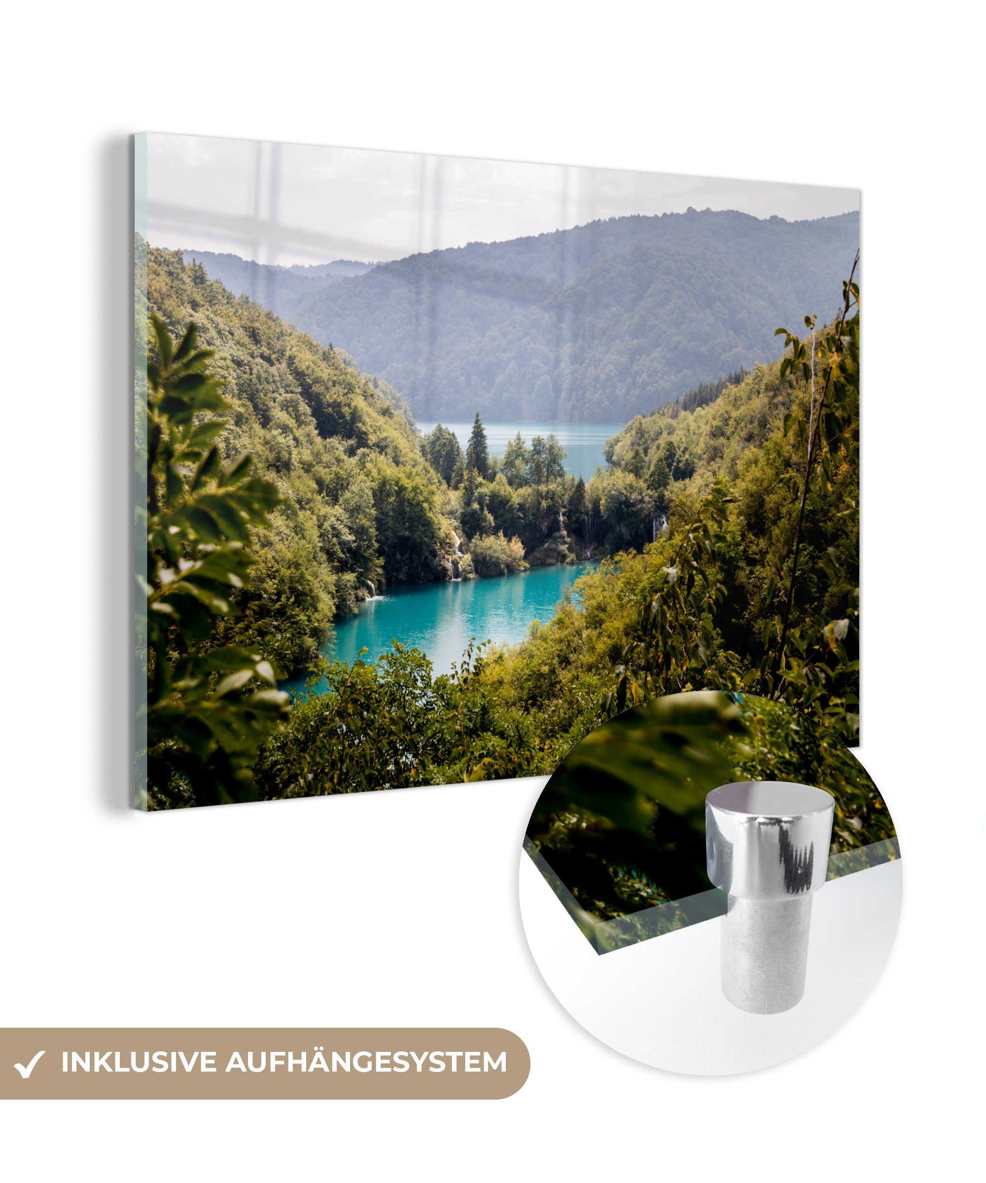 MuchoWow Acrylglasbild Die wunderschöne Landschaft (1 & Plitvicer des St), Nationalparks Acrylglasbilder Schlafzimmer Wohnzimmer Seen