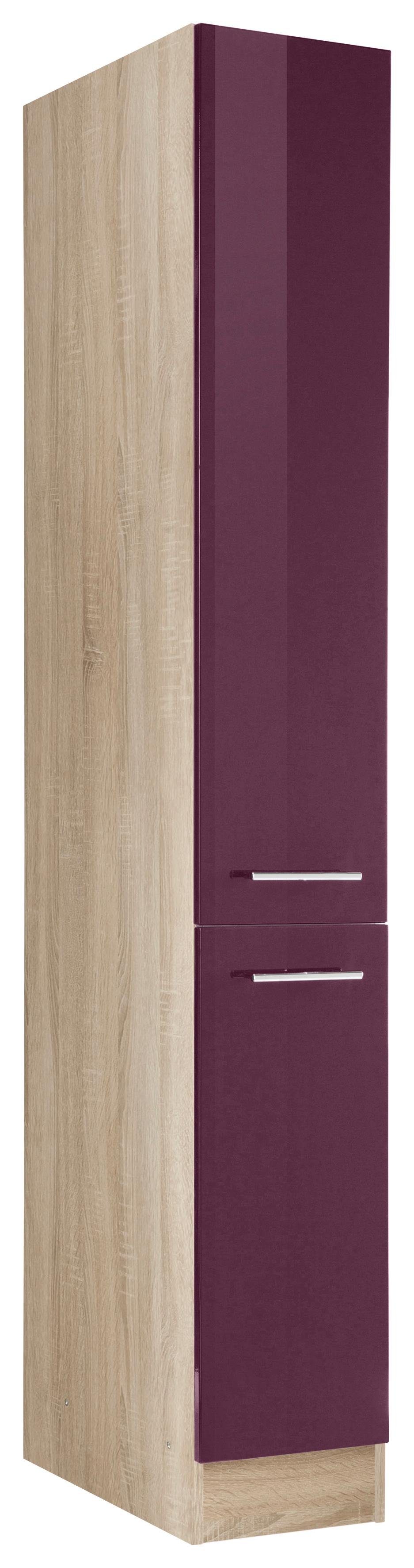 HELD MÖBEL Apothekerschrank Eton Aubergine Hochglanz | eiche sonoma