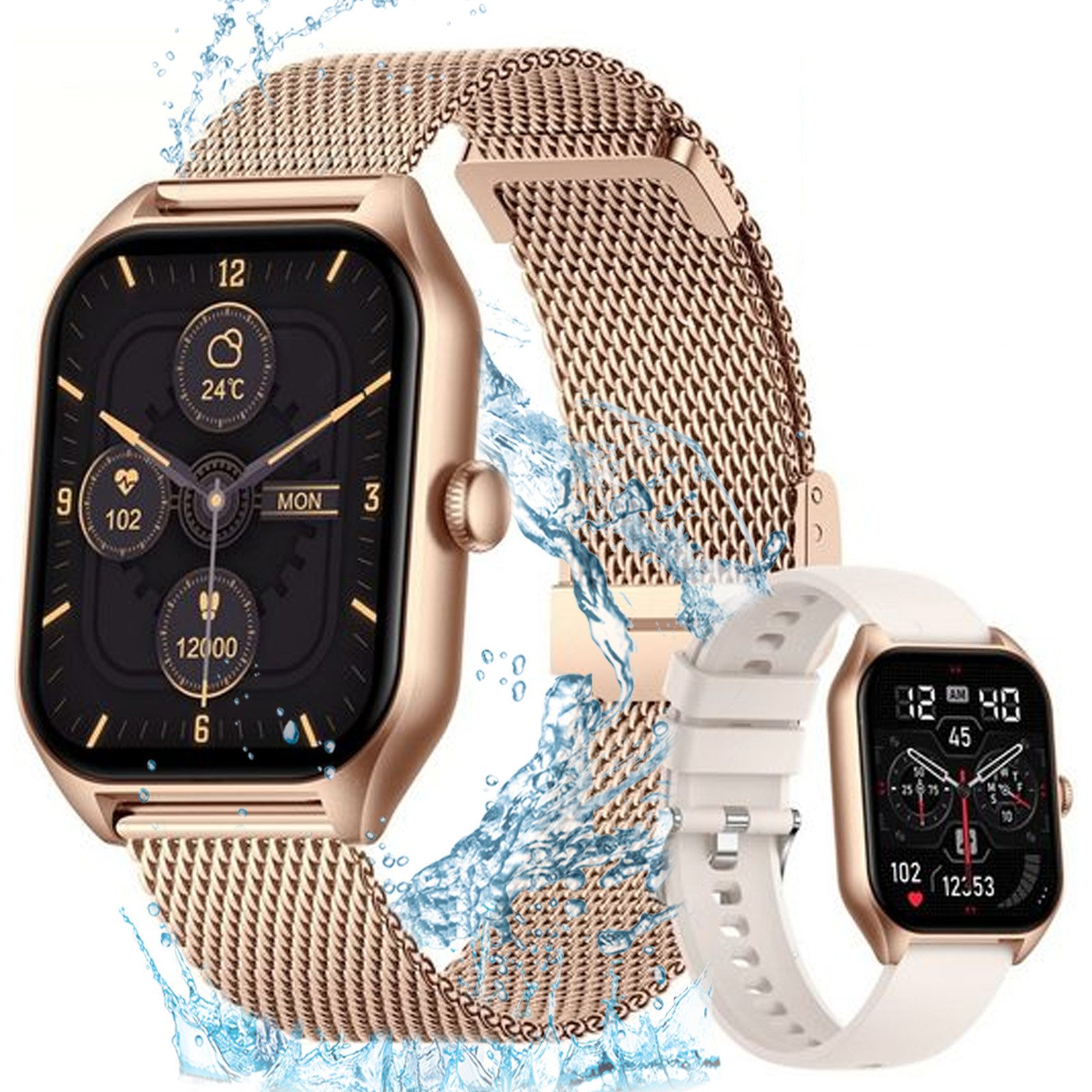 MODFU Fitness Tracker uhr Sportuhr Armbanduhr Damen Herren Smartwatch (1,85 Zoll) mit 50 Sportmodi IP67 wasserdicht, Austauschbare Armbänder, für iOS/Android, Touchscreen, mit Anrufe Pulsmesser Aktivitätstracker Schrittzähler Schlafmonitor