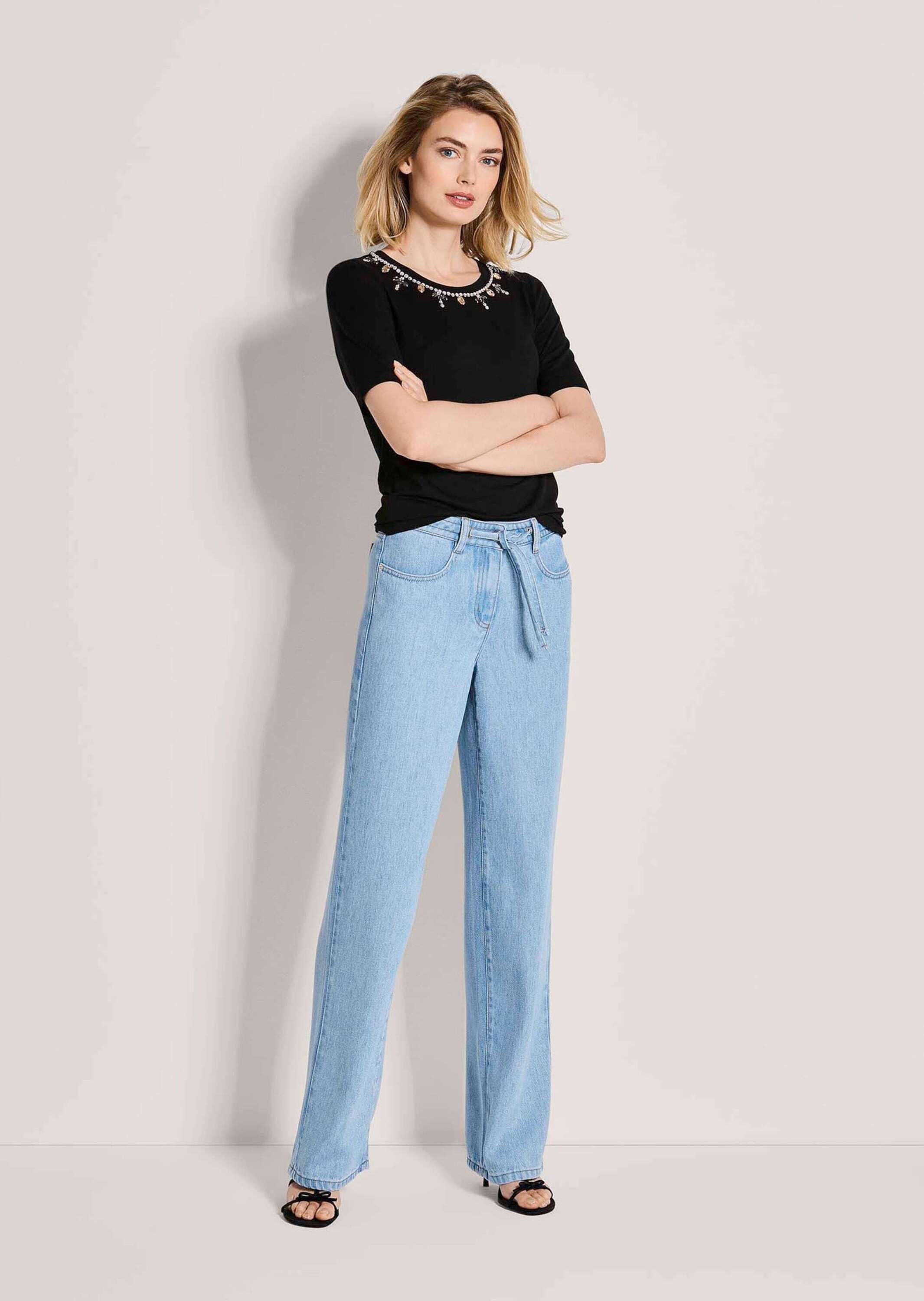 MADELEINE Gerade Jeans Sommerjeans mit Bindeband 4-Pocket-Hose mit Tunnelzu günstig online kaufen