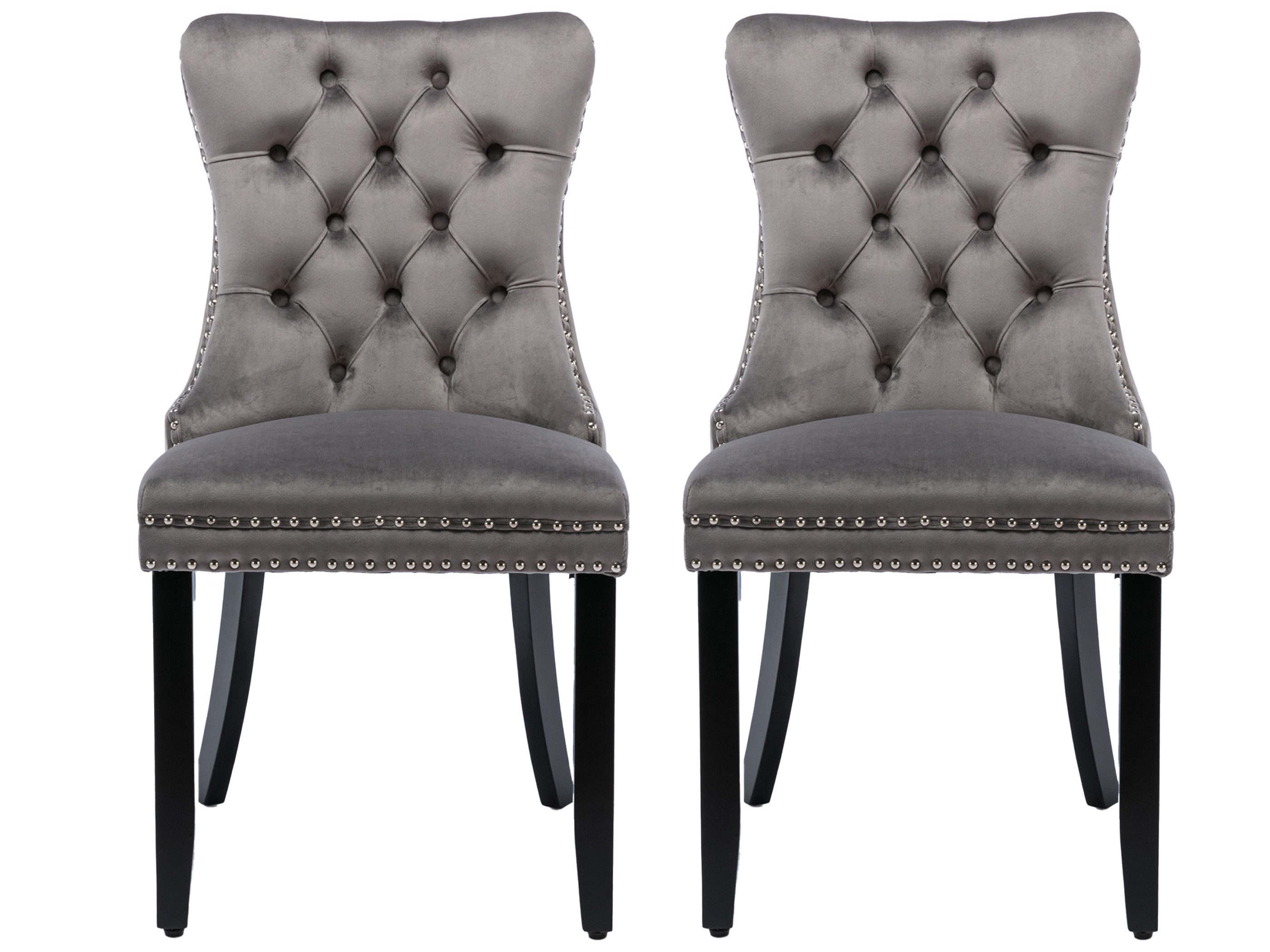 SeedWave Esszimmerstuhl 2er-Set Küchenstuhl Samtbezug, Holzfüße mit Verstel günstig online kaufen